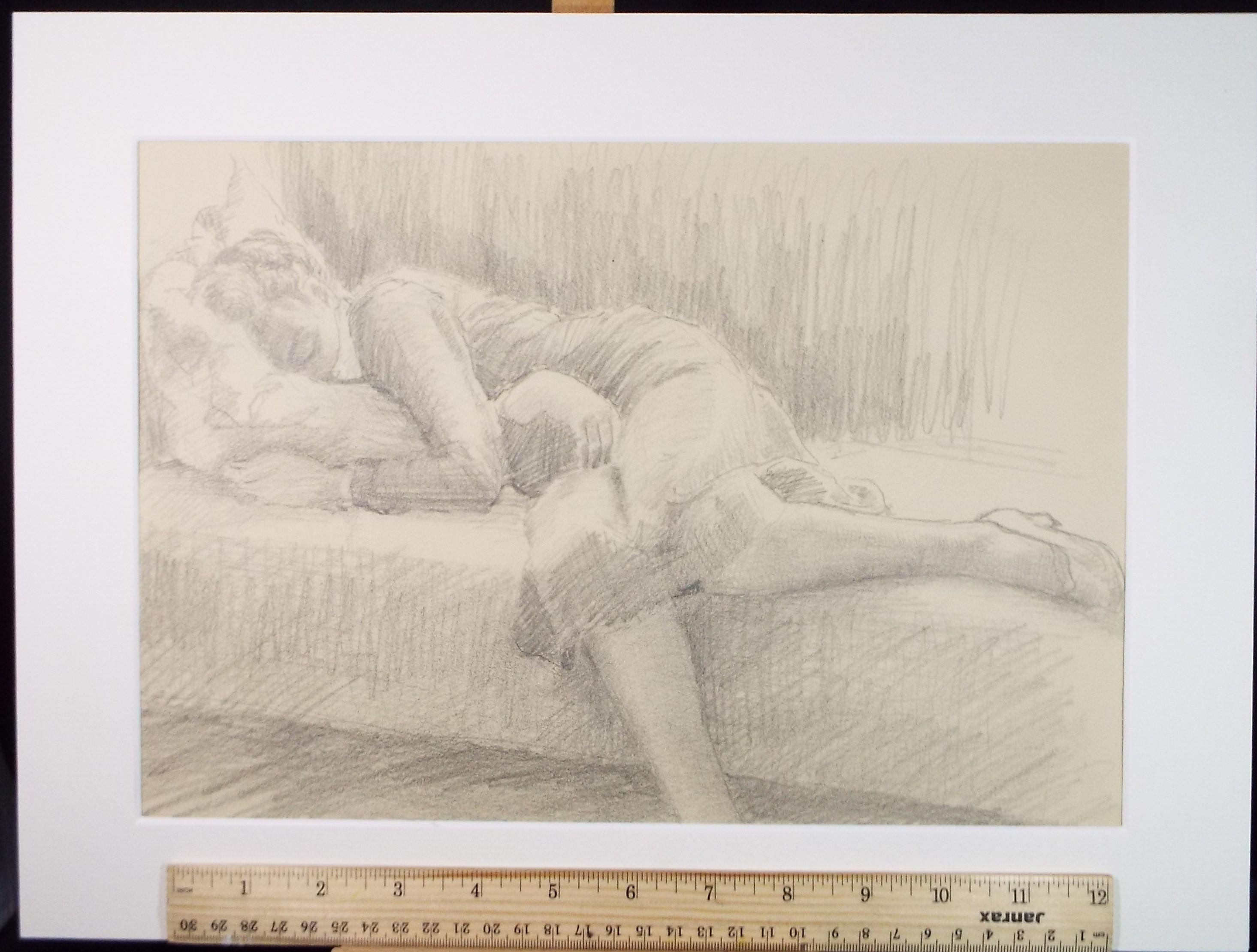 Pencil drawing 'Sleeping Woman', c1950s, Pauline Plummer (b1930)