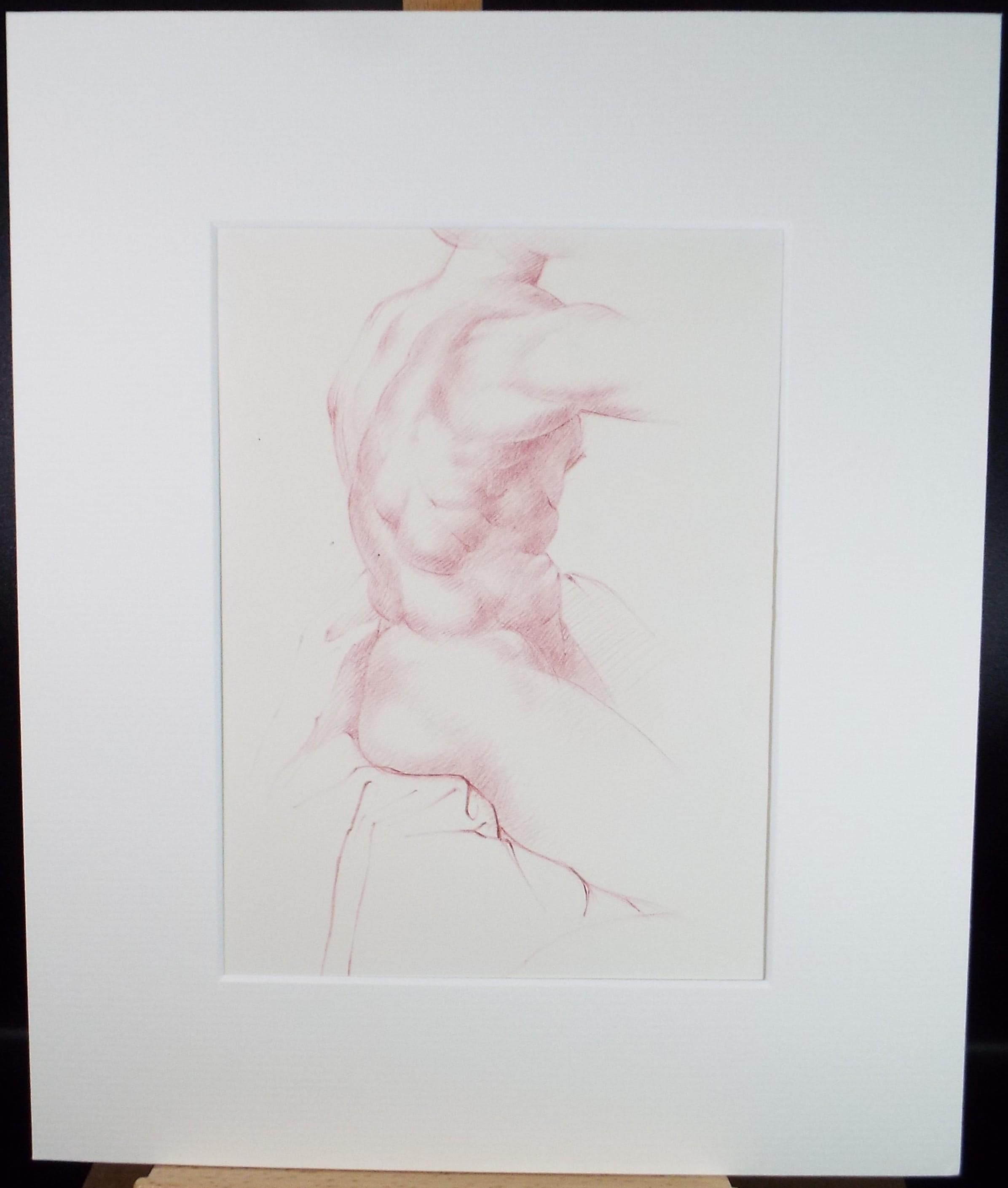 Coloured Pencil drawing 'Male torso', c1970s, unknown artist