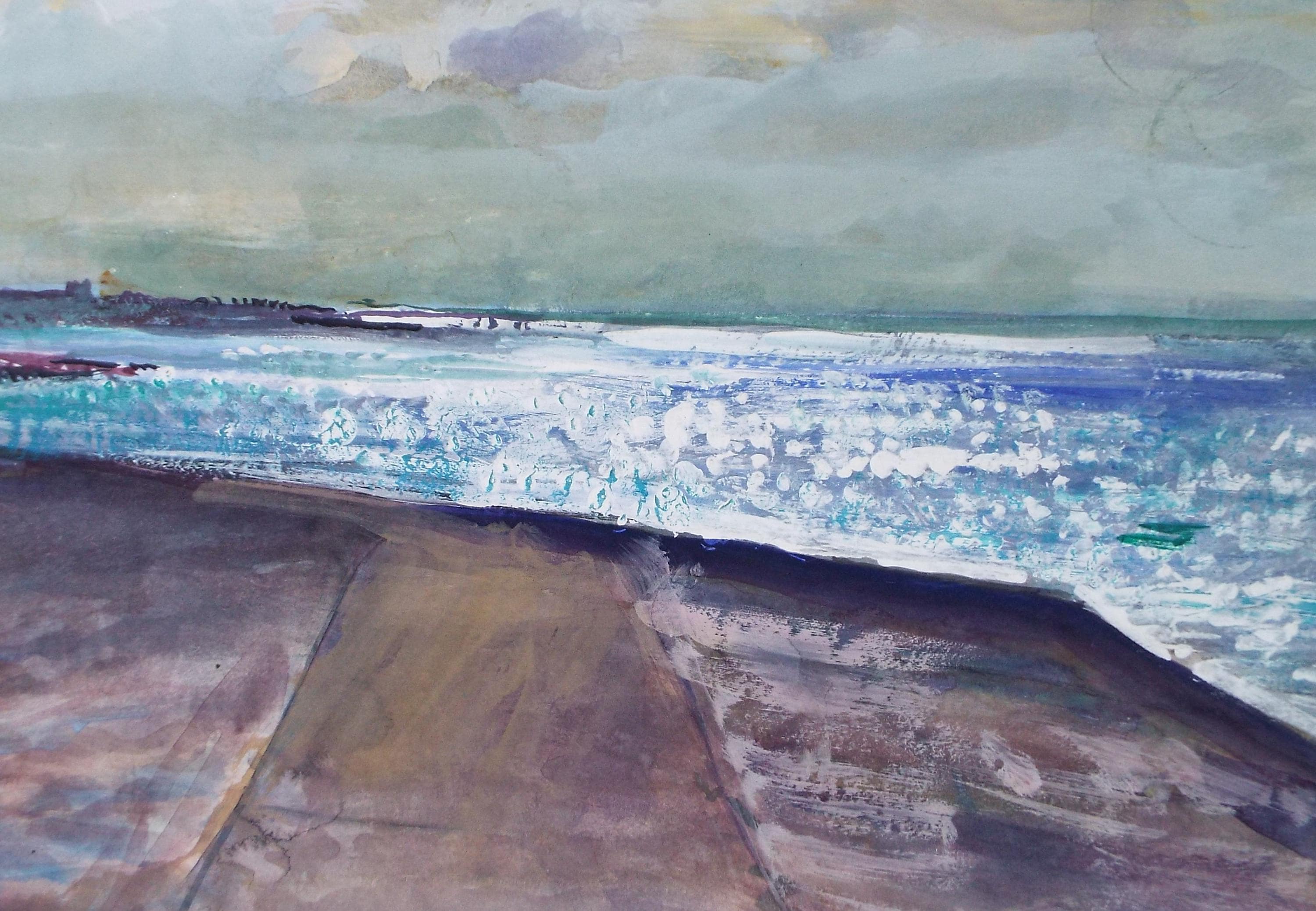 Original Watercolour & Gouache, 'Coastal Surf', John Gilbey Bowes (1929-2011), Circa 1990's