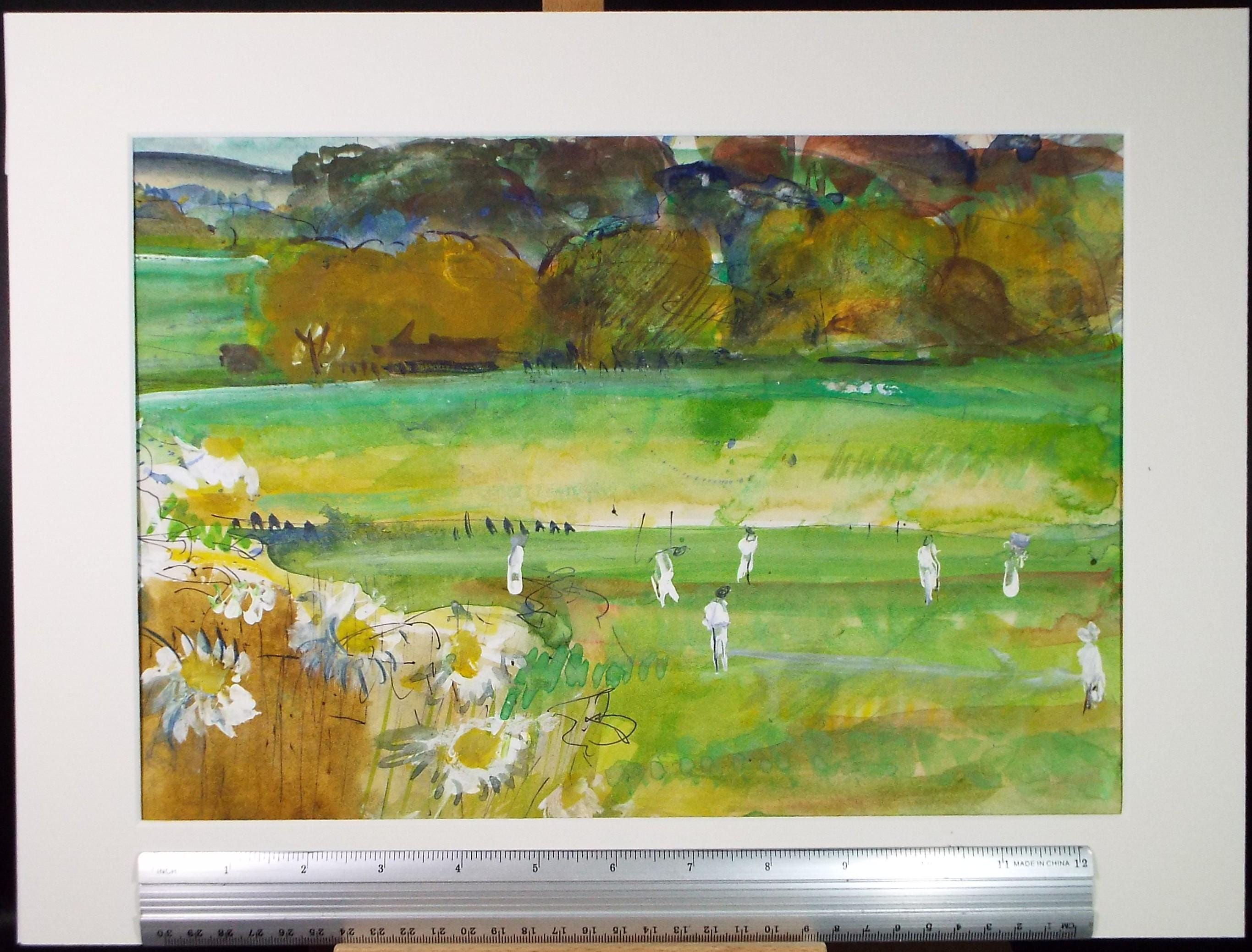 Original Watercolour & Gouache, 'Cricket Match', John Gilbey Bowes (1929-2011), Circa 1990's