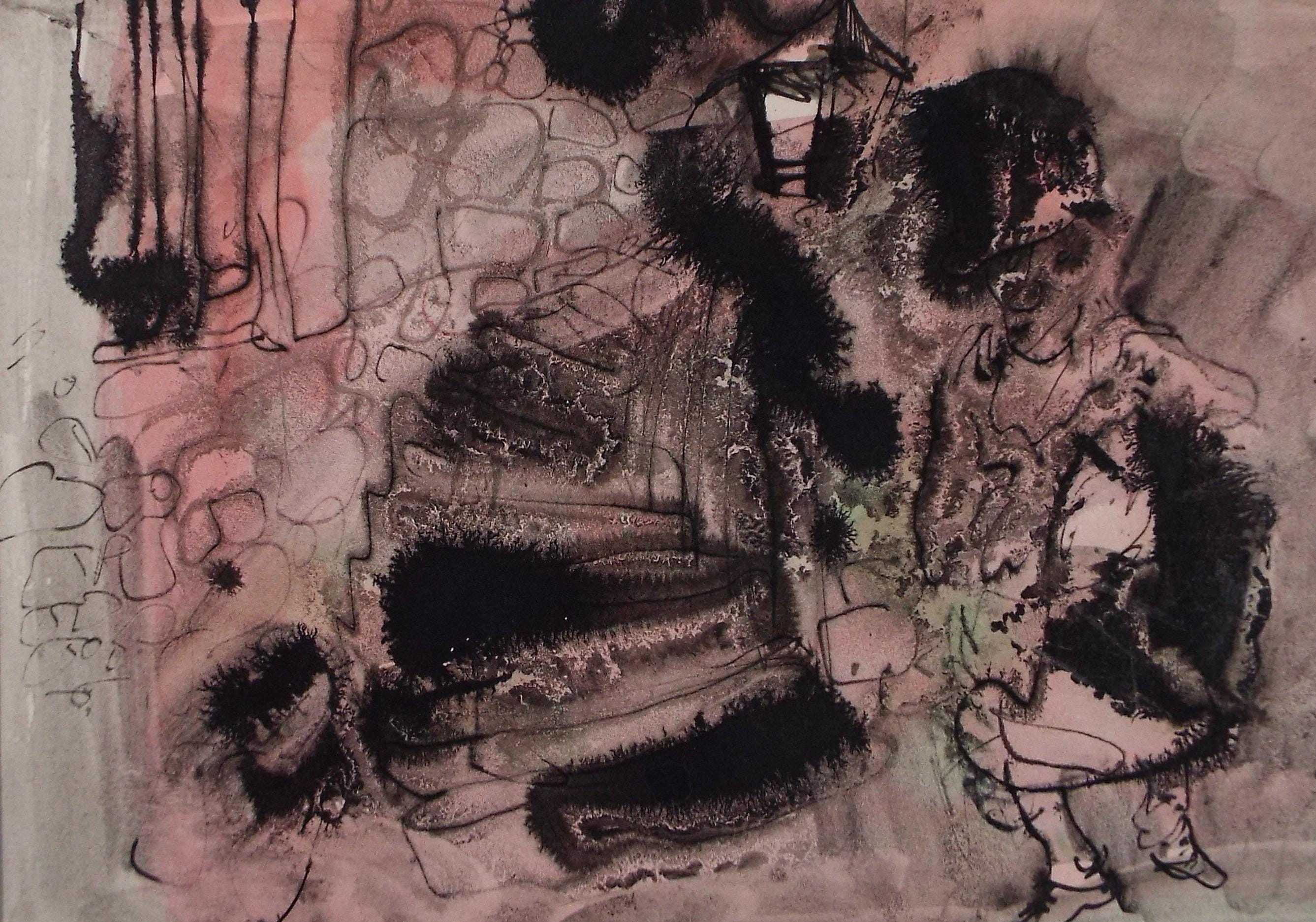 Original Watercolour, 'Figure by a cottage', Circa 1950's, William D Clyne (1922-1981)