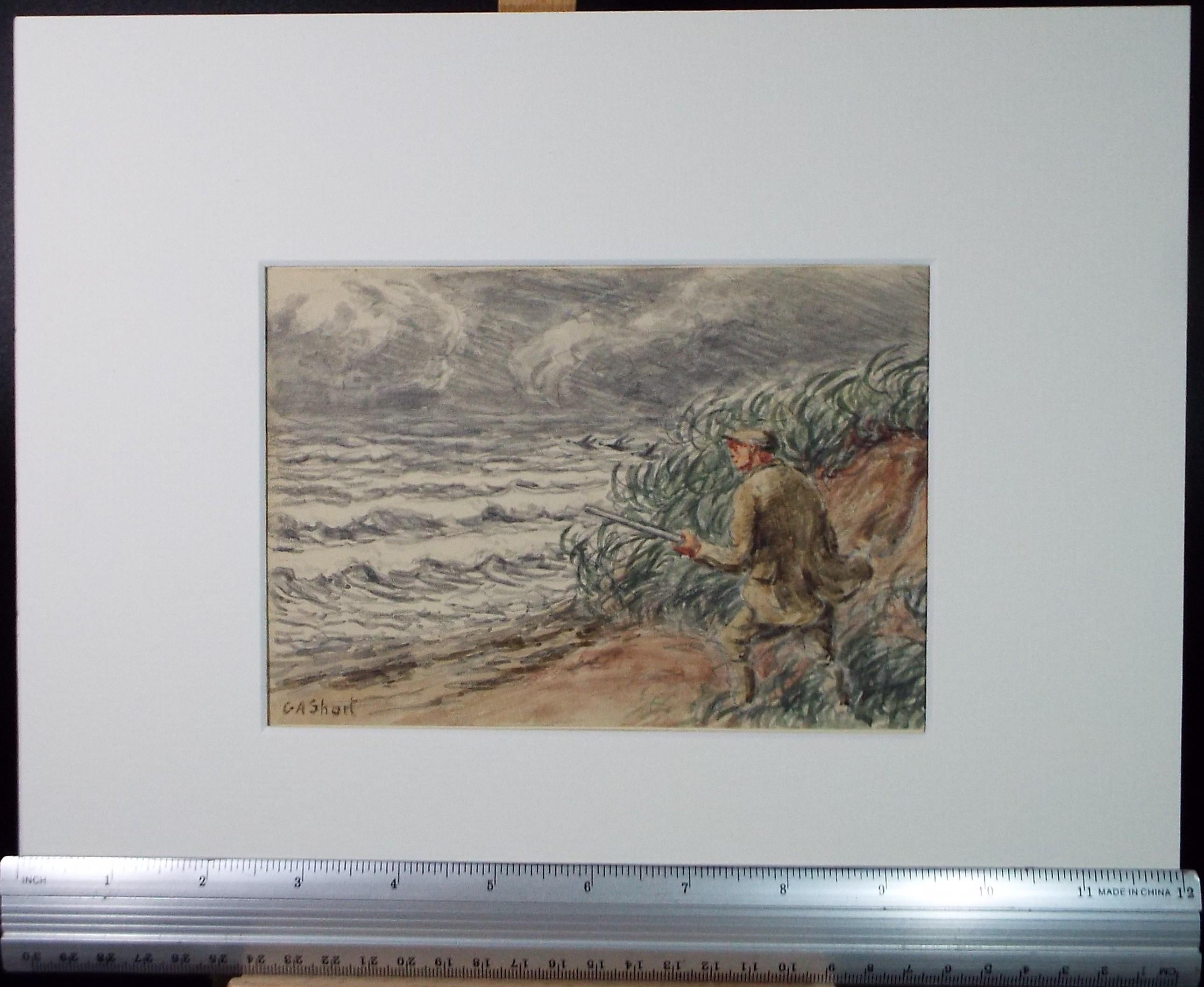 Original Watercolour Drawing , 'Duck shooting', George Anderson Short (1856-1946), Circa 1930's