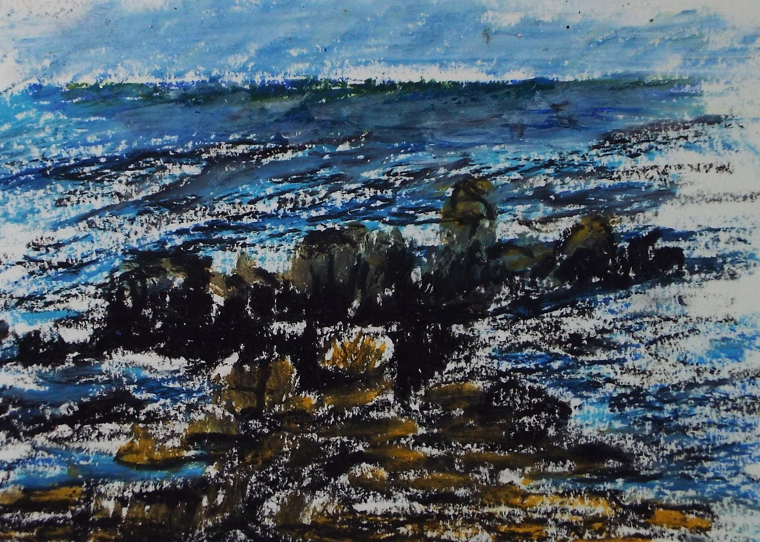 Original Pastel, 'Rocky Coast', Graham Benton RBSA (1934-2022), Dated 2004