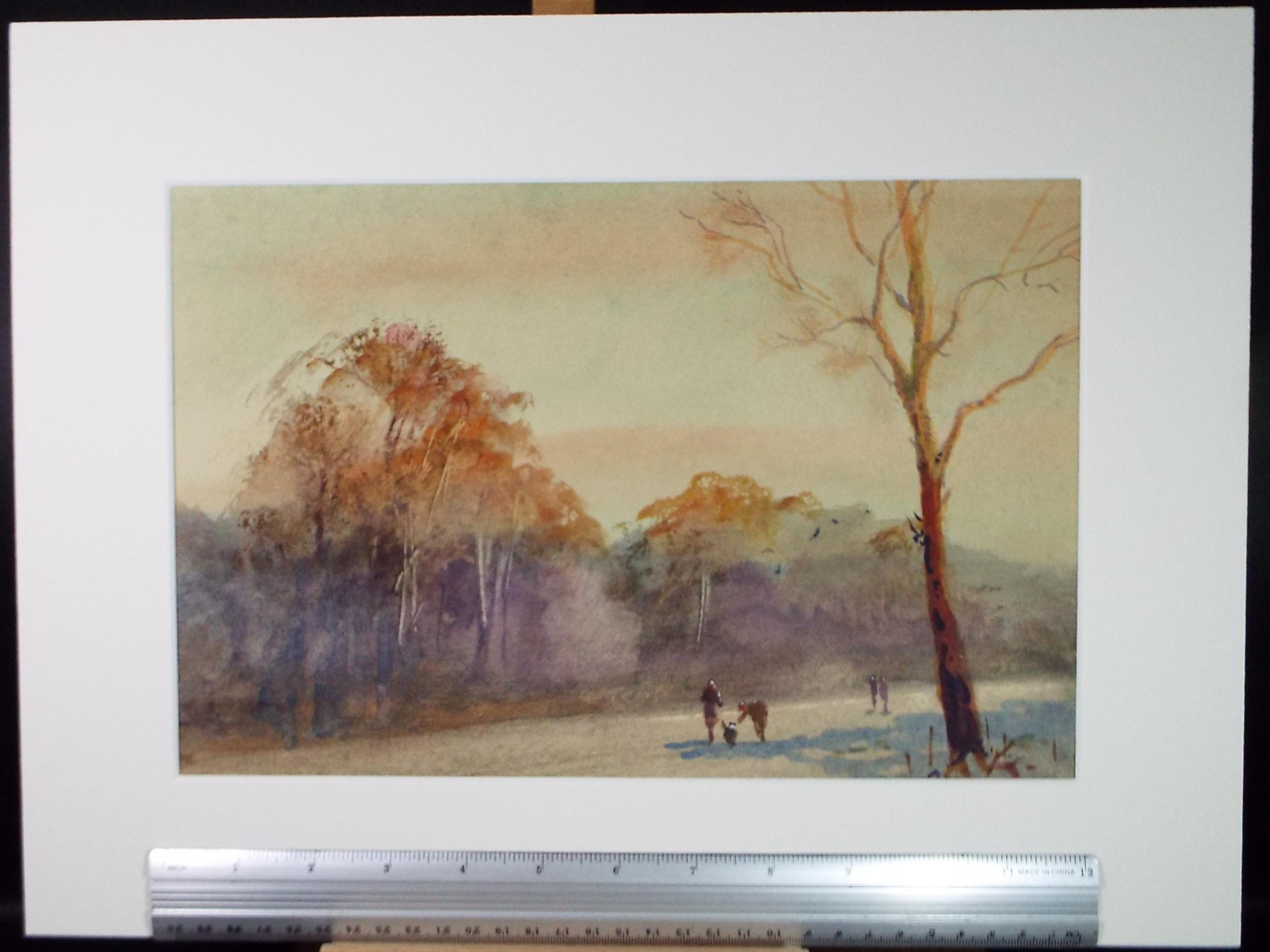Original Watercolour, 'Autumn Early Morning, Derby Park', Michael Crawley, circa 1970's
