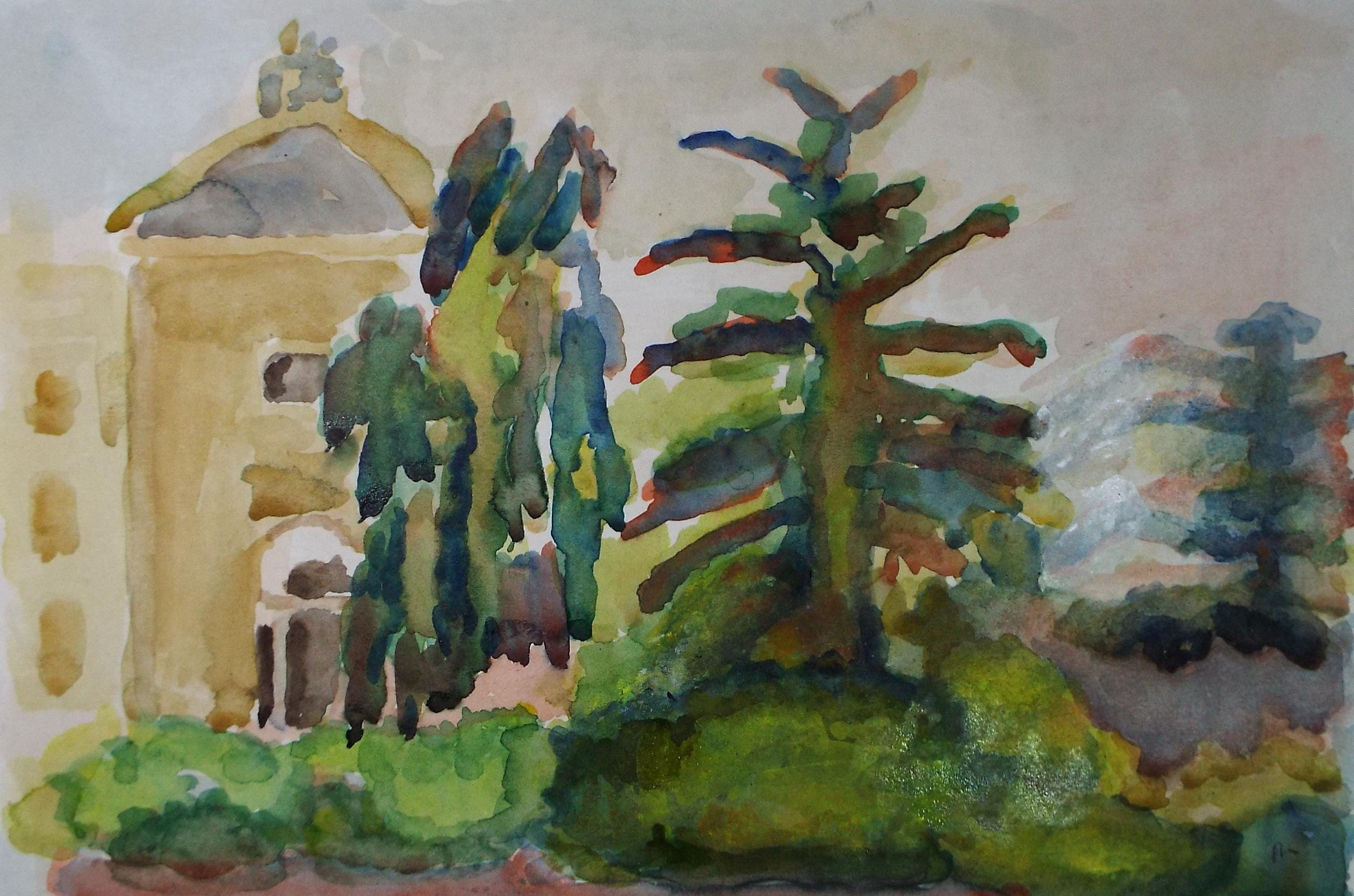 Original Watercolour & Egg Tempura, 'Woodland Study', Circa 1970's ,Unknown Artist