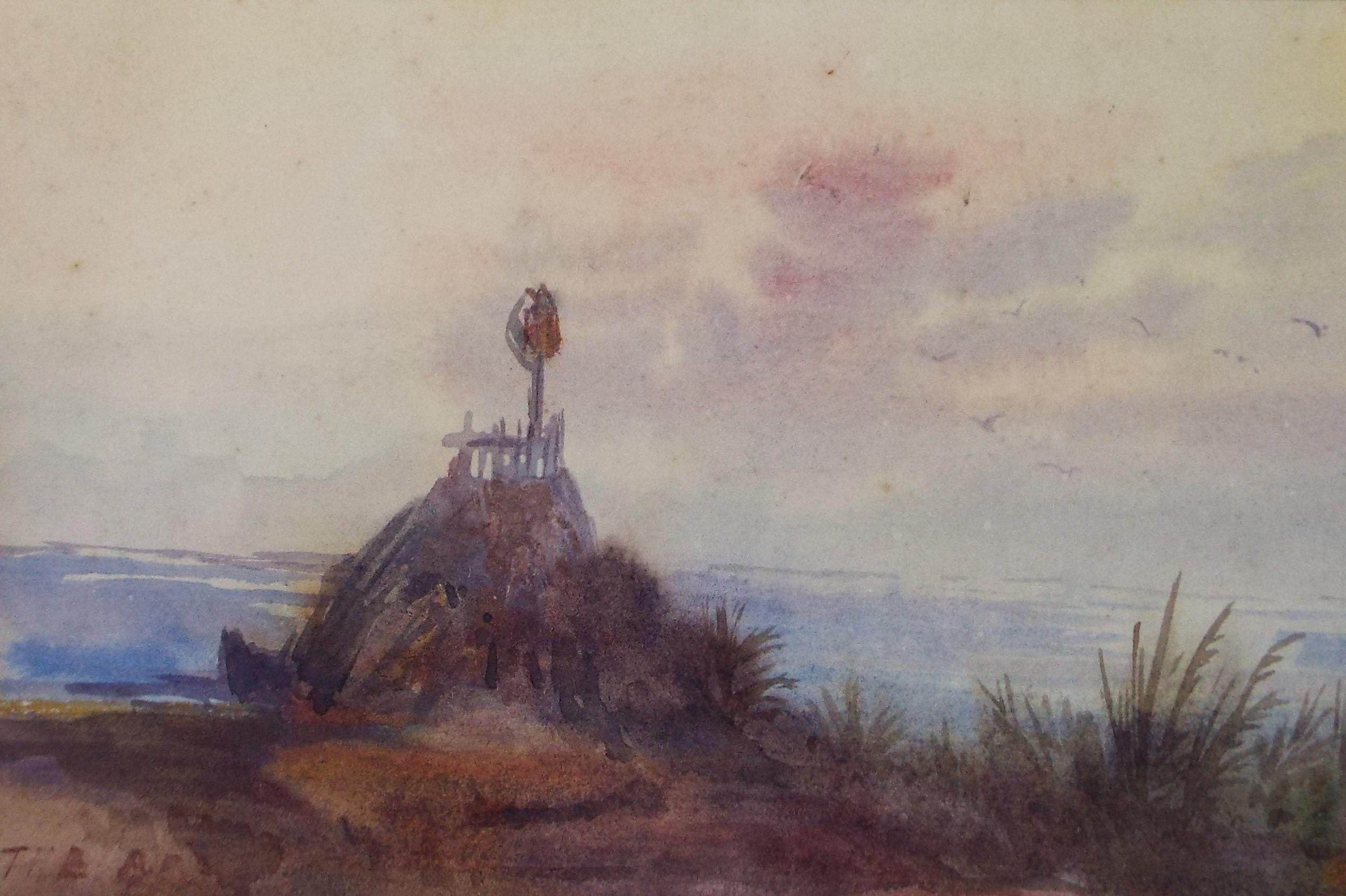 Original Watercolour Sketch, 'Wayside Marker', c1900, Unknown Artist