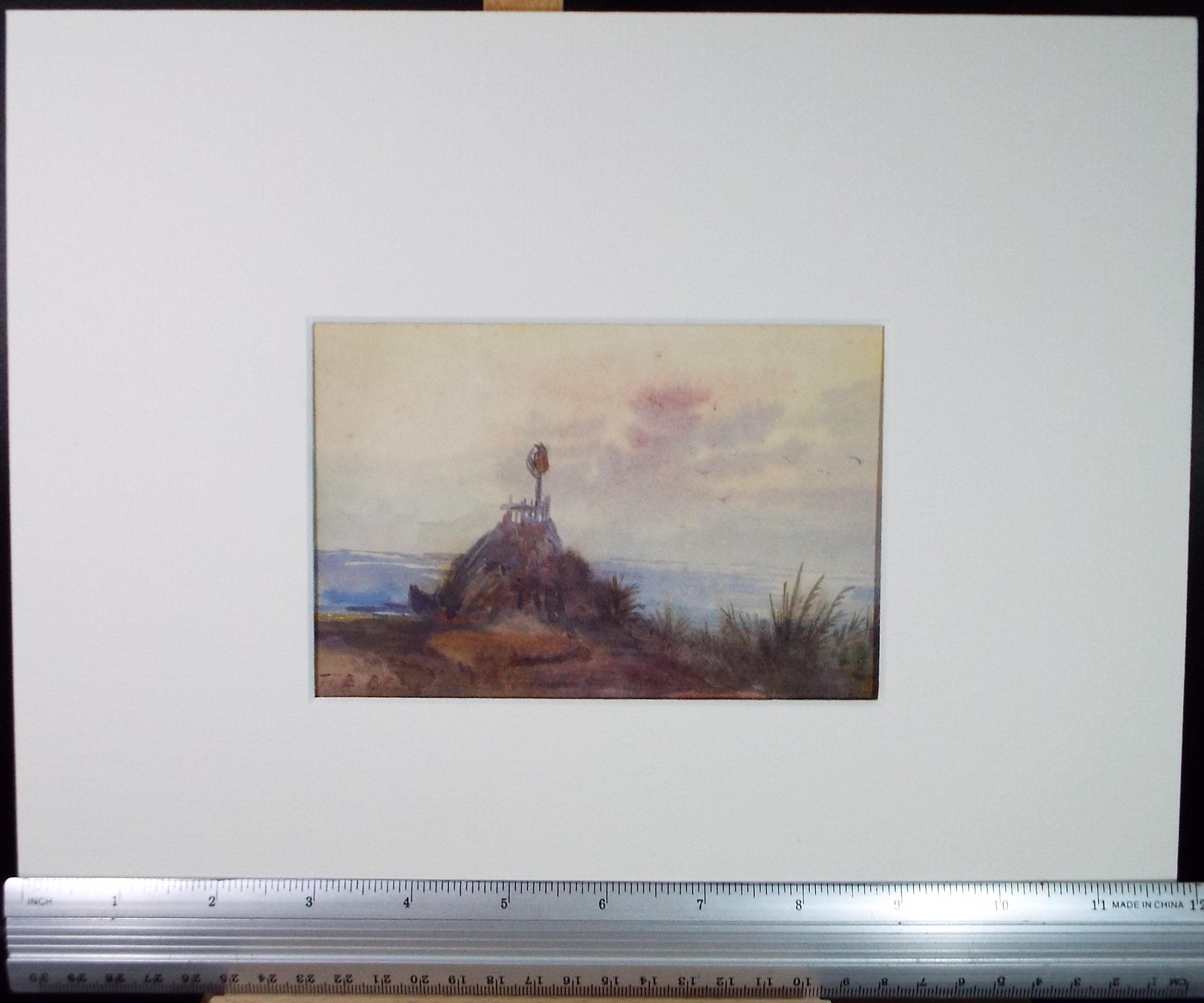 Original Watercolour Sketch, 'Wayside Marker', c1900, Unknown Artist