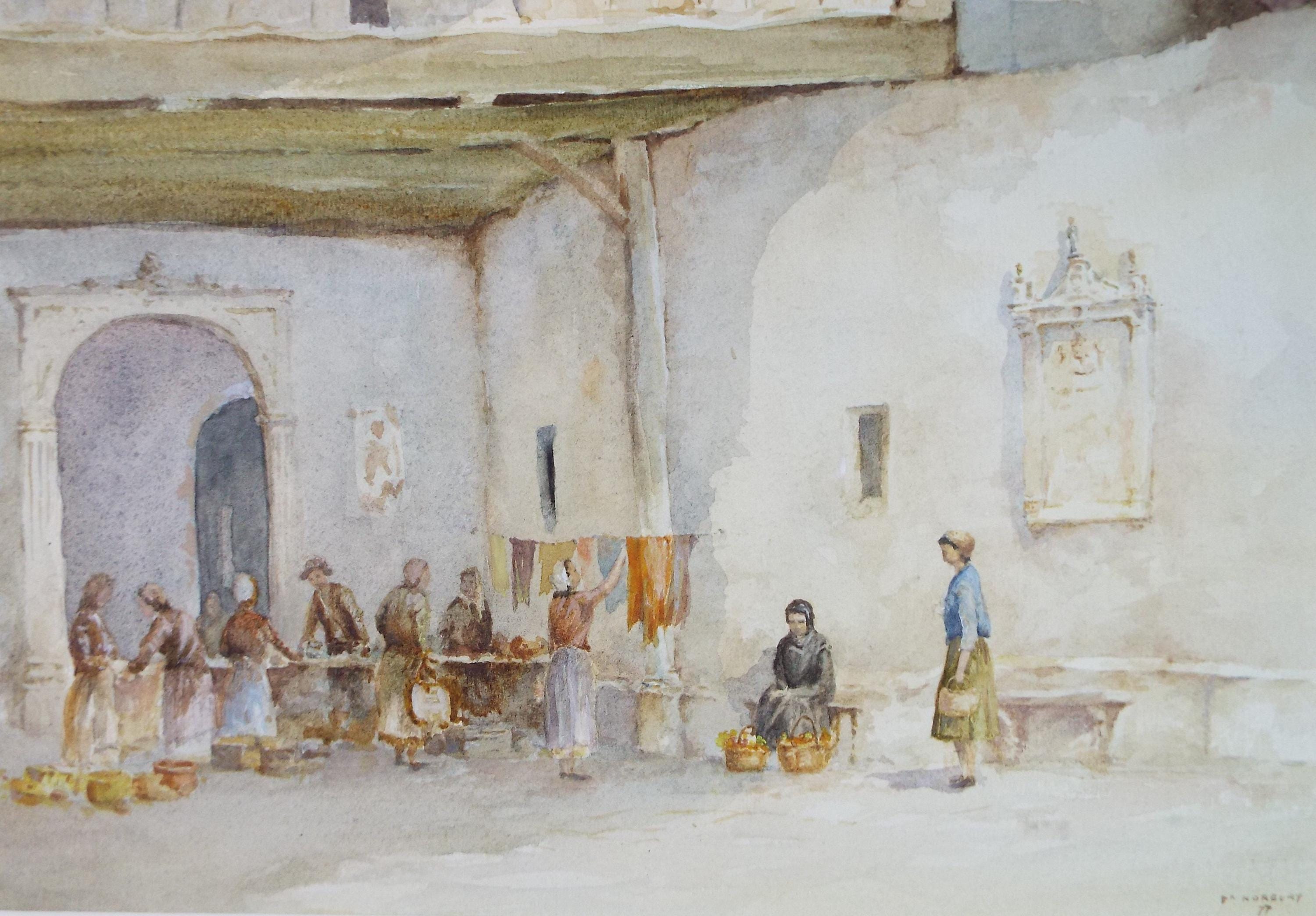 Original Watercolour, 'Spanish Market', P K Norbury, Dated (19)77