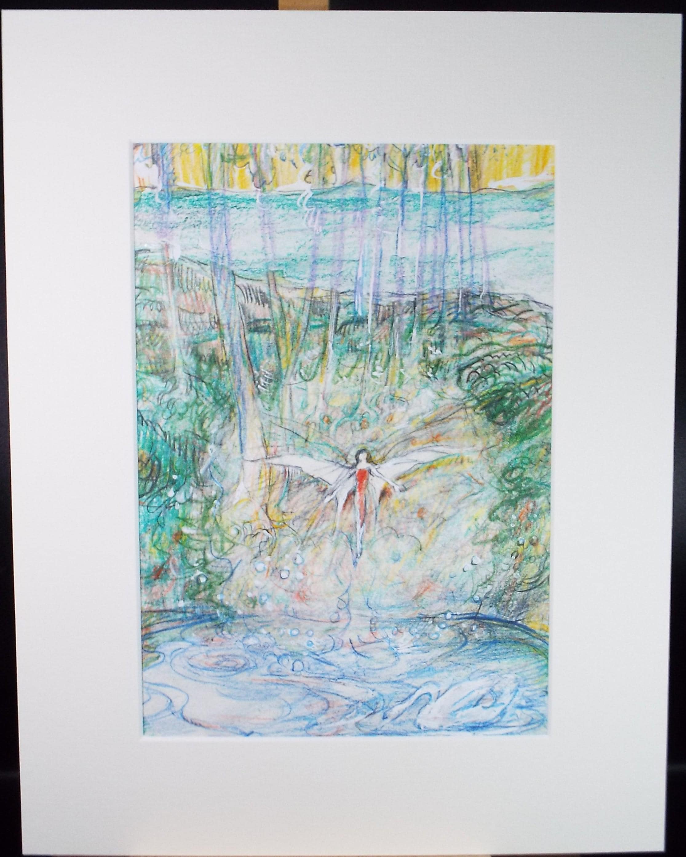 Original coloured pencil & Gouache,'A fairy pool', 2005, John Gilbey Bowles (1929-2011)