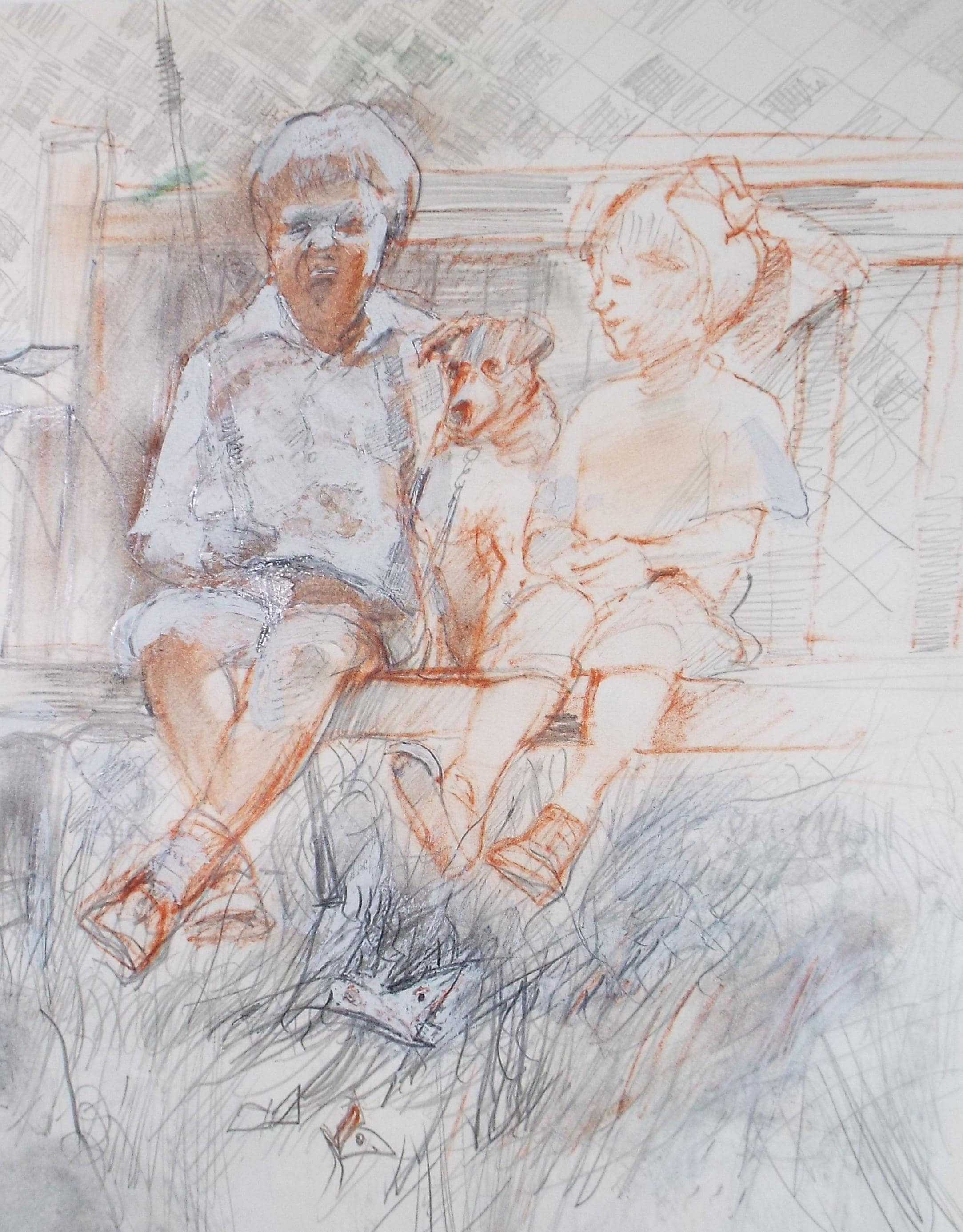 Original Mixed Media, 'Timeless jog of Childhood', John Gilbey Bowles (1929-2011), Circa 1990's