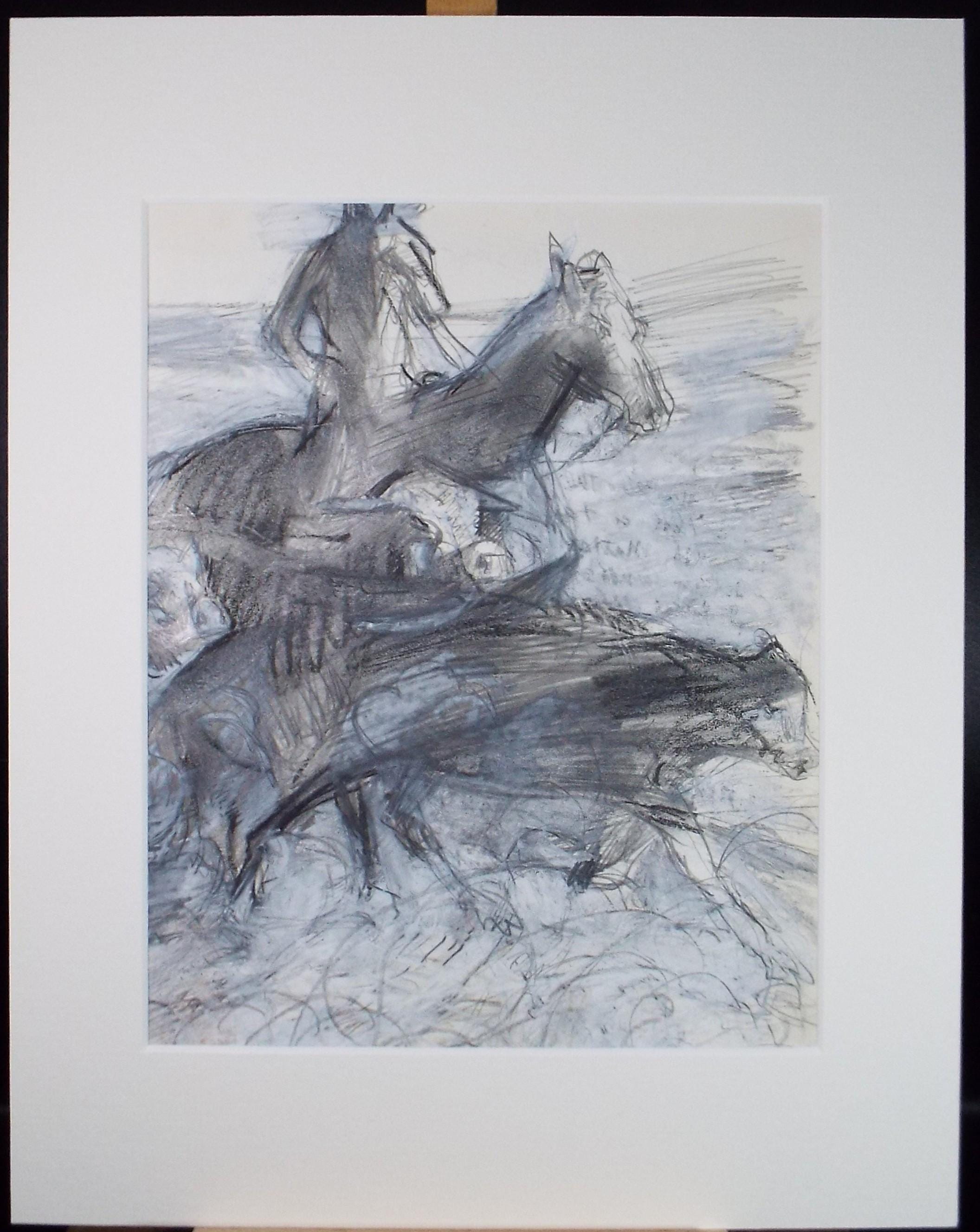 Original Mixed Media, 'Herding Cattle', John Gilbey Bowles (1929-2011), Circa 1990's