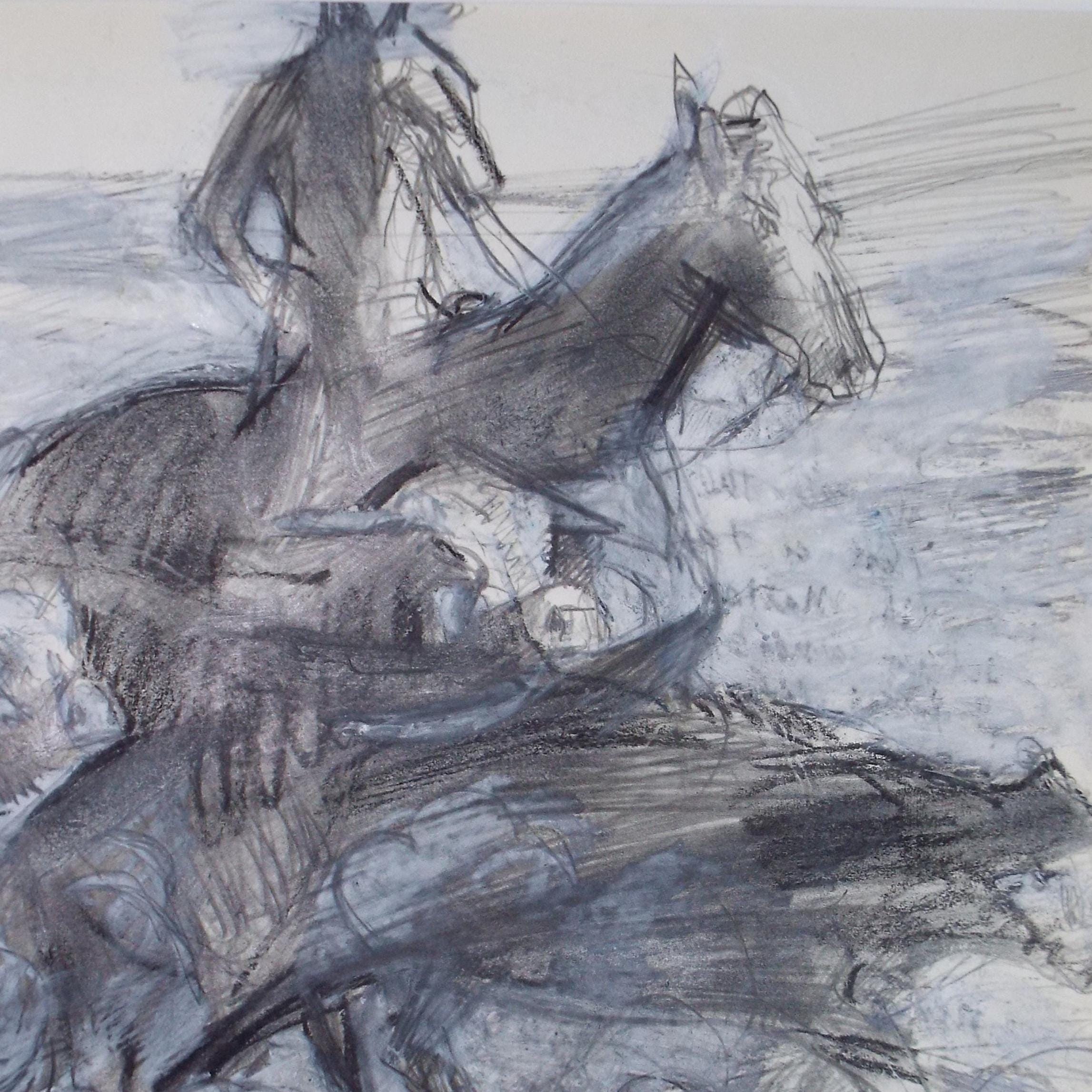 Original Mixed Media, 'Herding Cattle', John Gilbey Bowles (1929-2011), Circa 1990's