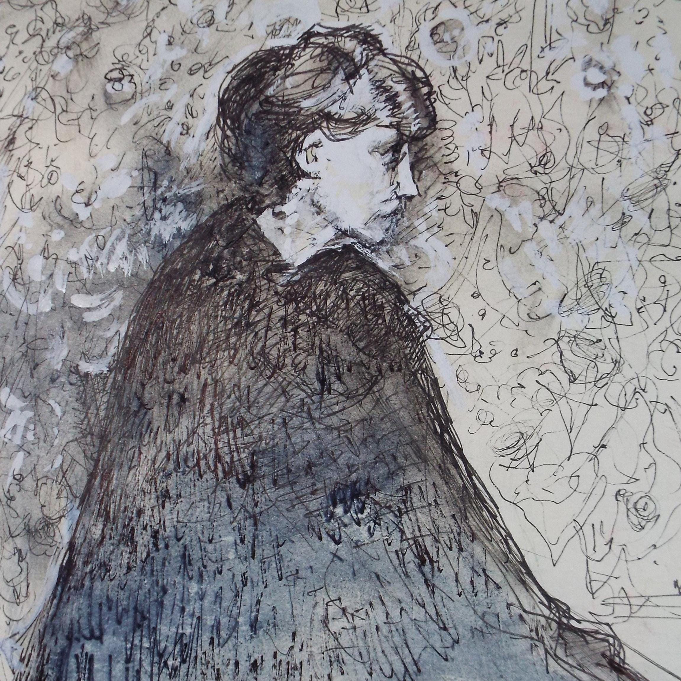Original Mixed Media, 'Woman in a Cape', John Gilbey Bowles (1929-2011), Circa 1990's
