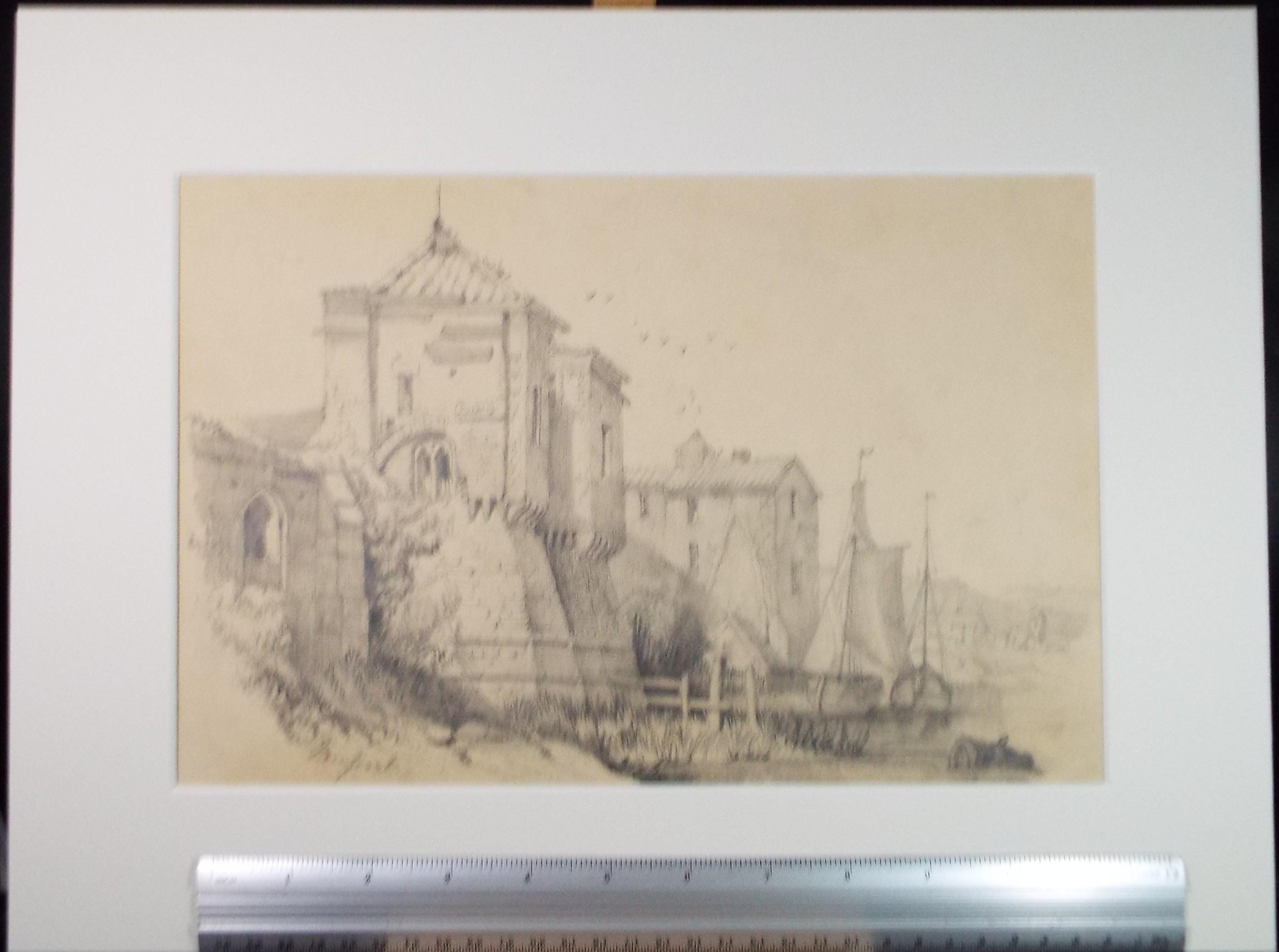 Original Pencil Drawing, 'Riverside Brewery Buildings', Late 19th Century, Artist Unknown