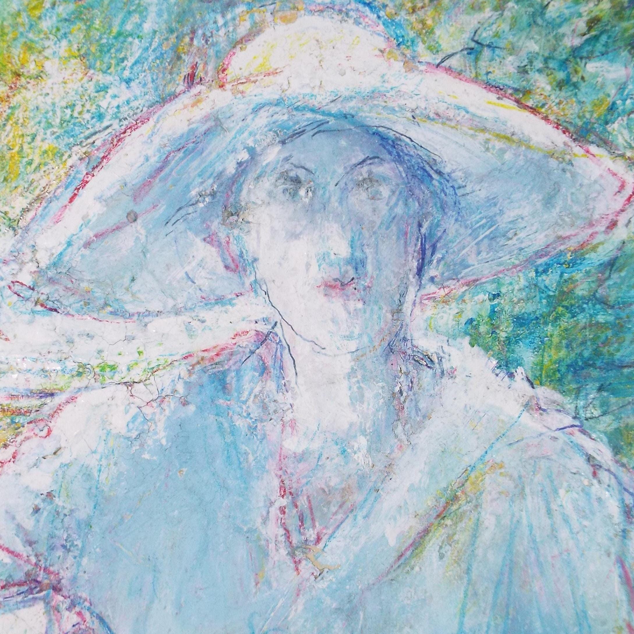 Original mixed media,'Woman in a hat', circa 1990's, John Gilbey Bowles (1929-2011)