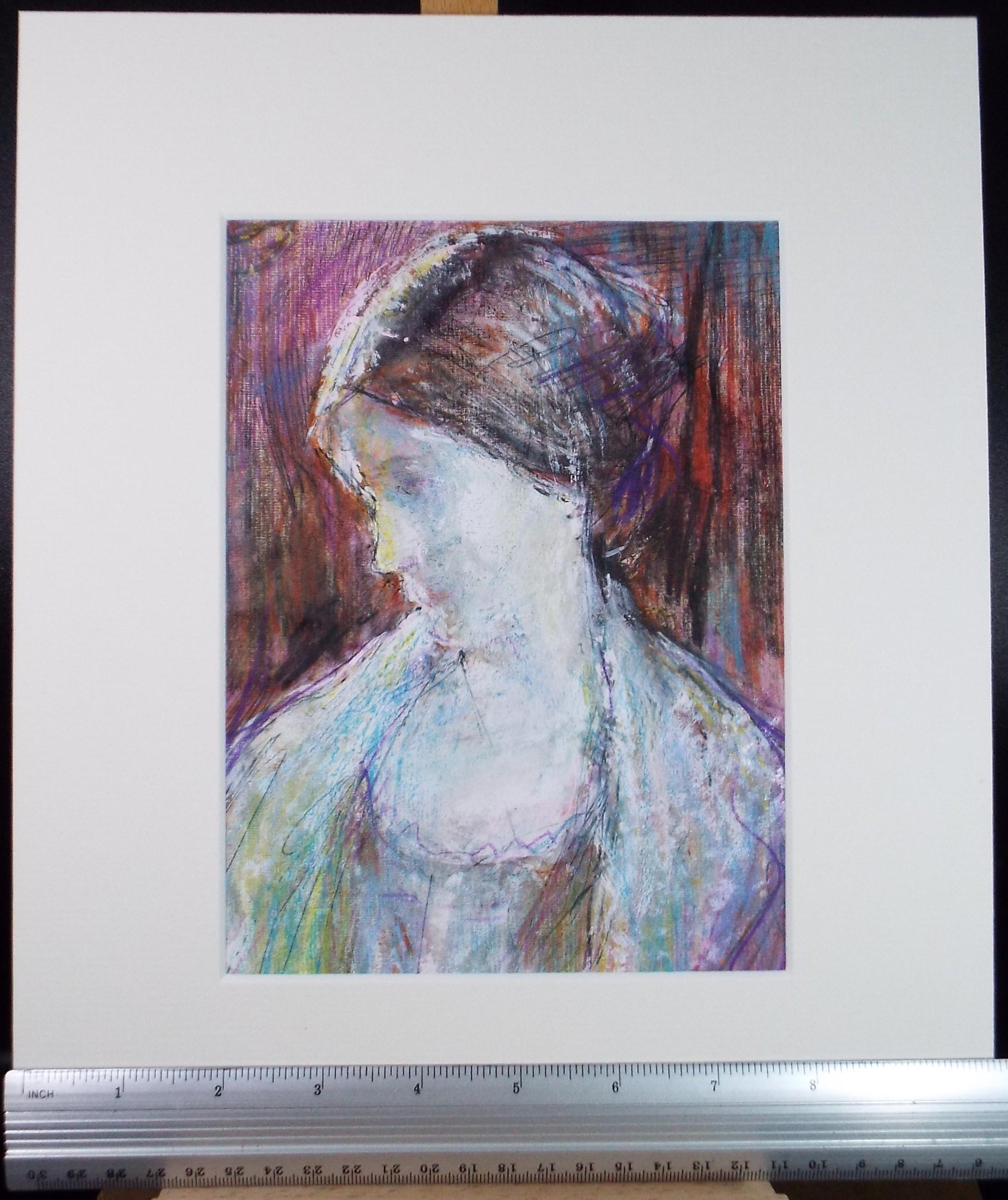 Original mixed media,'Portrait of a woman', circa 1990's, John Gilbey Bowles (1929-2011)