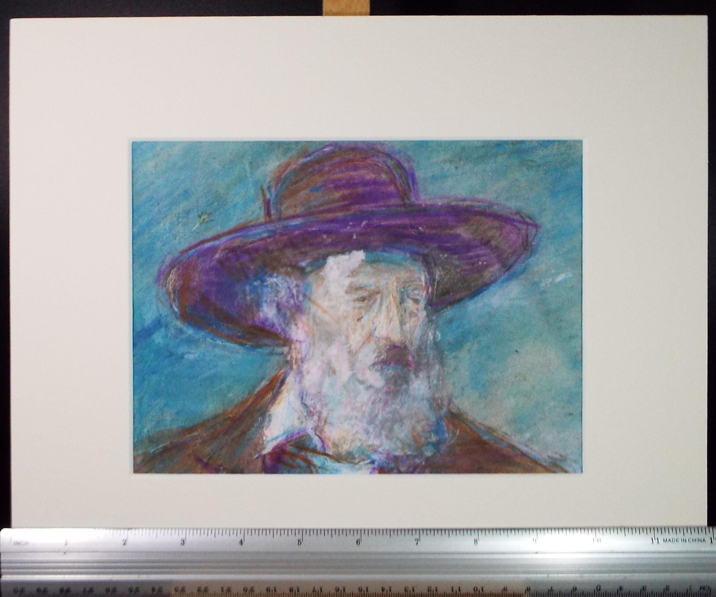Original mixed media,'Portrait of a Man in a hat', circa 1990's, John Gilbey Bowles (1929-2011)