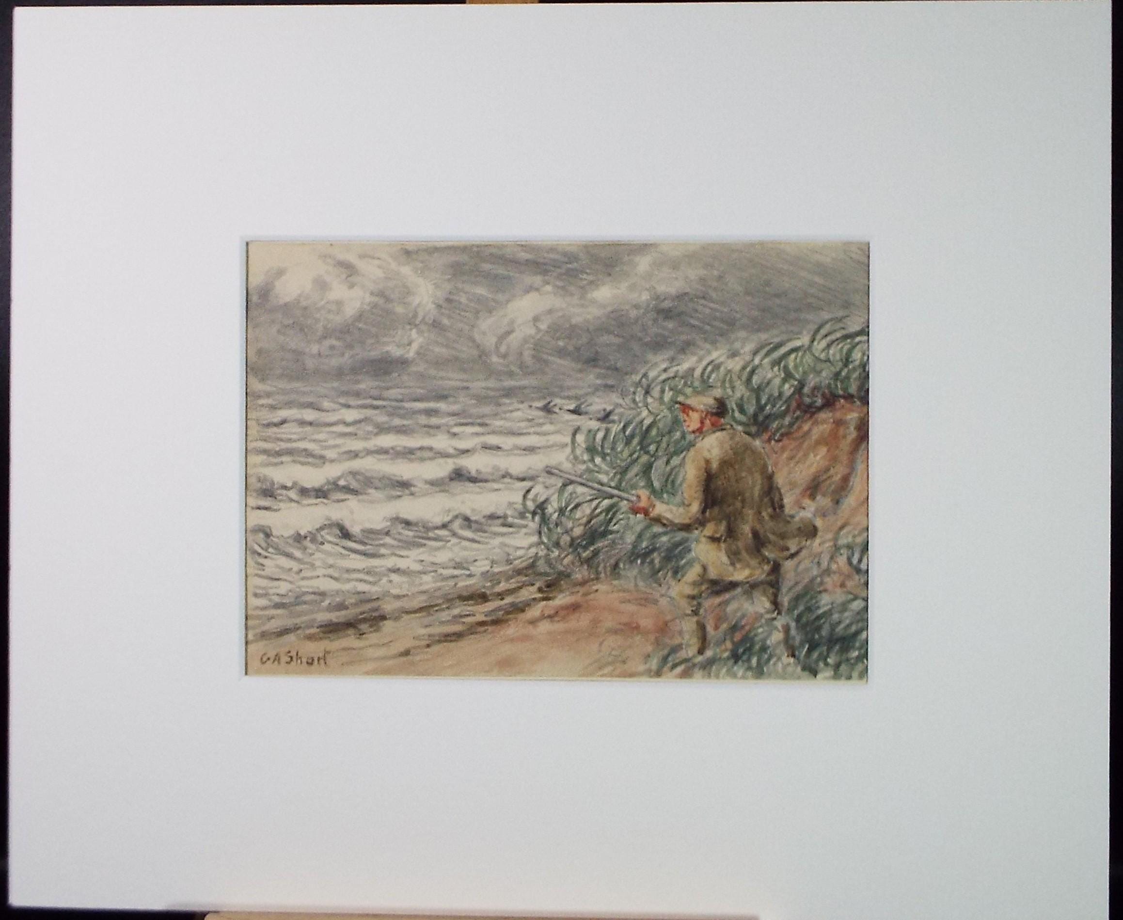 Original Watercolour Drawing , 'Duck shooting', George Anderson Short (1856-1946), Circa 1930's