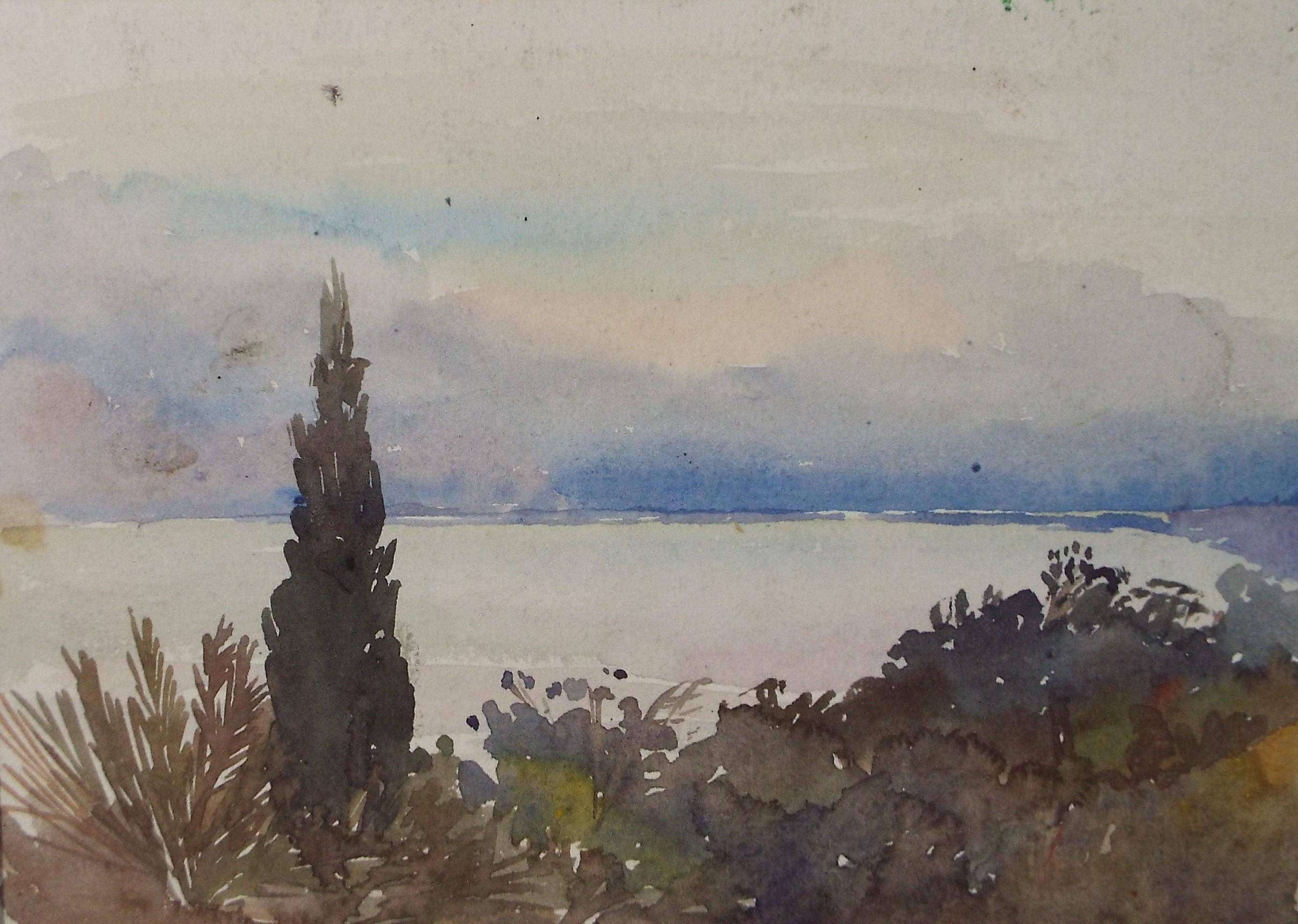 Original Watercolour, 'Bay View', Late 19th Century, Artist Unknown