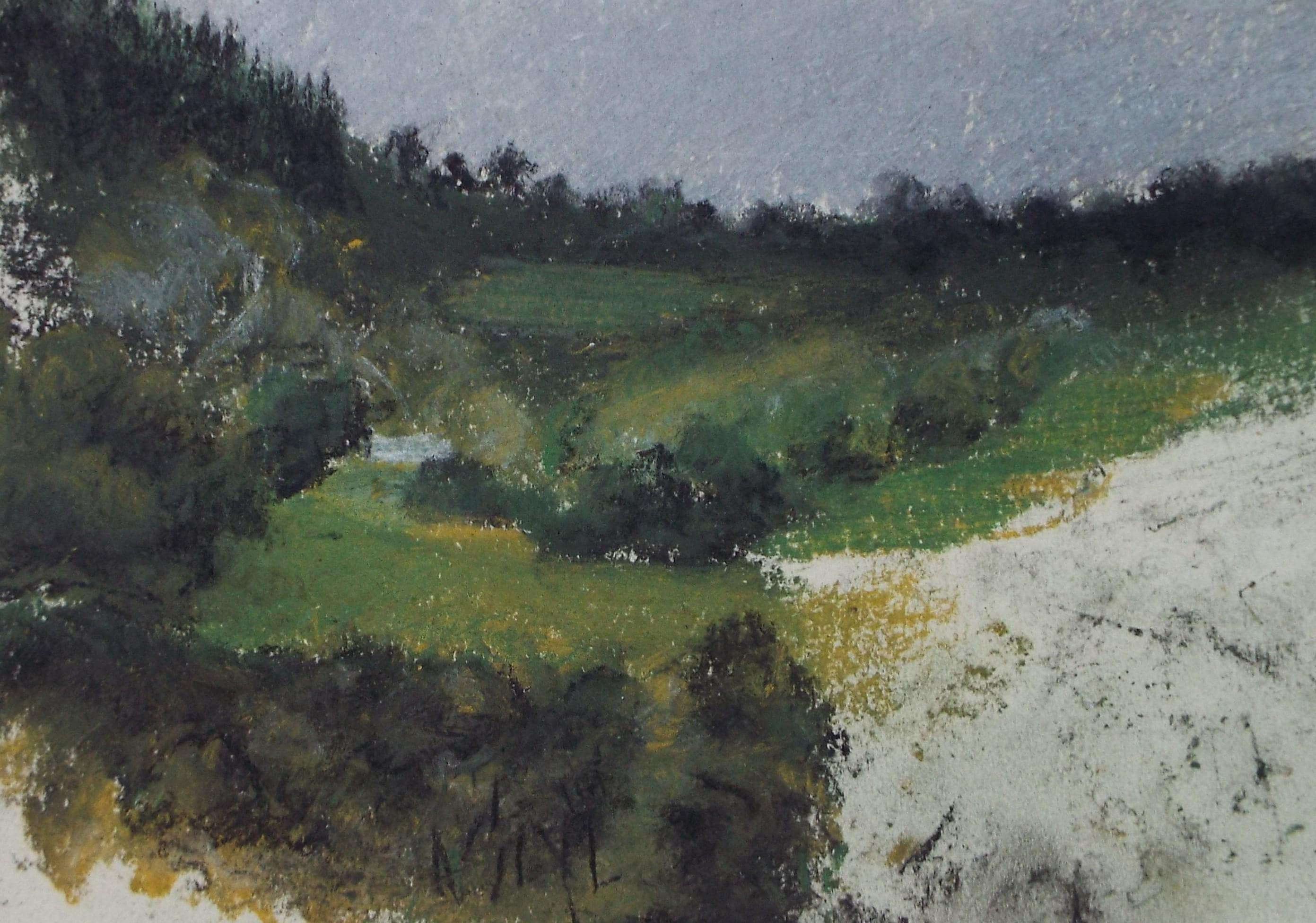 Original Pastel, 'Hilly green landscape', Graham Benton RBSA (1934-2022), Dated 2004