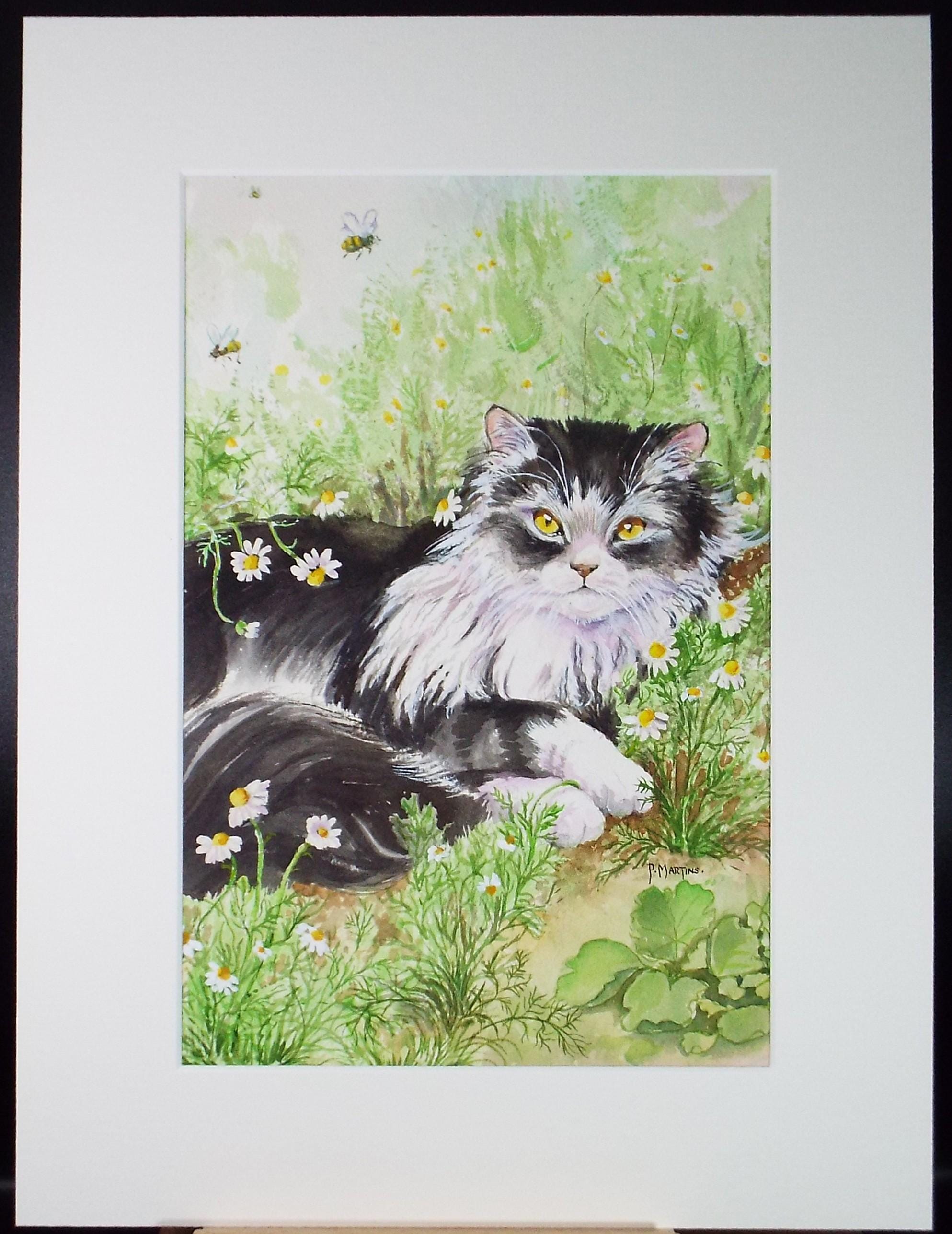 Original Watercolour, 'Panda',P Martins s.o.f.a, Circa 1990's