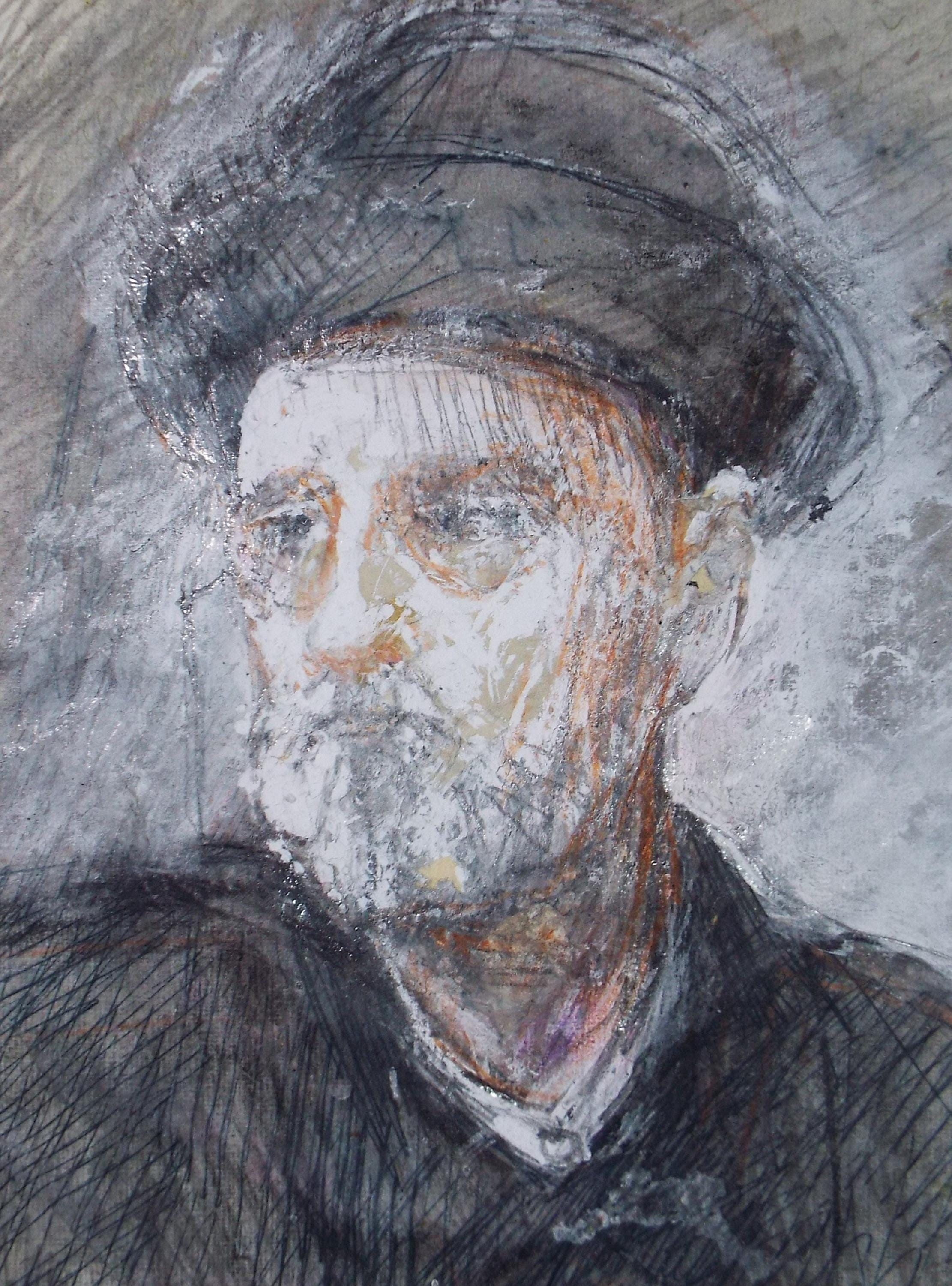 Original mixed media,'Portrait of a man', circa 1990's, John Gilbey Bowles (1929-2011)