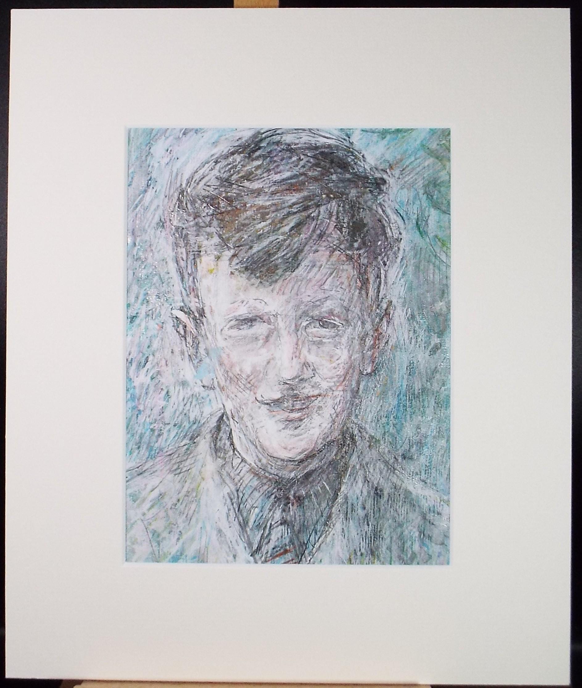 Original mixed media,'Portrait of a Youth', circa 1990's, John Gilbey Bowles (1929-2011)