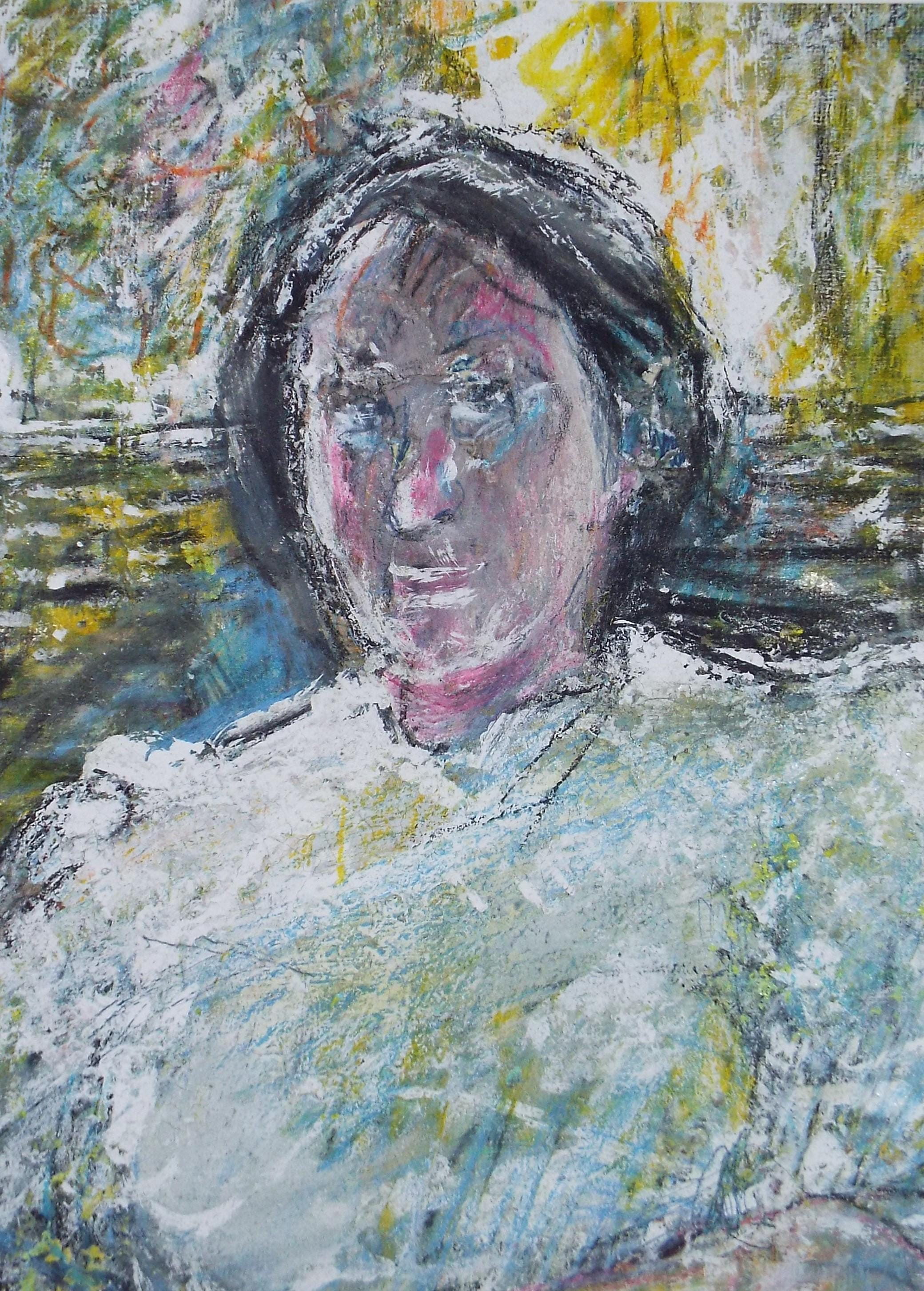 Original mixed media,'Portrait of a woman', circa 1990's, John Gilbey Bowles (1929-2011)