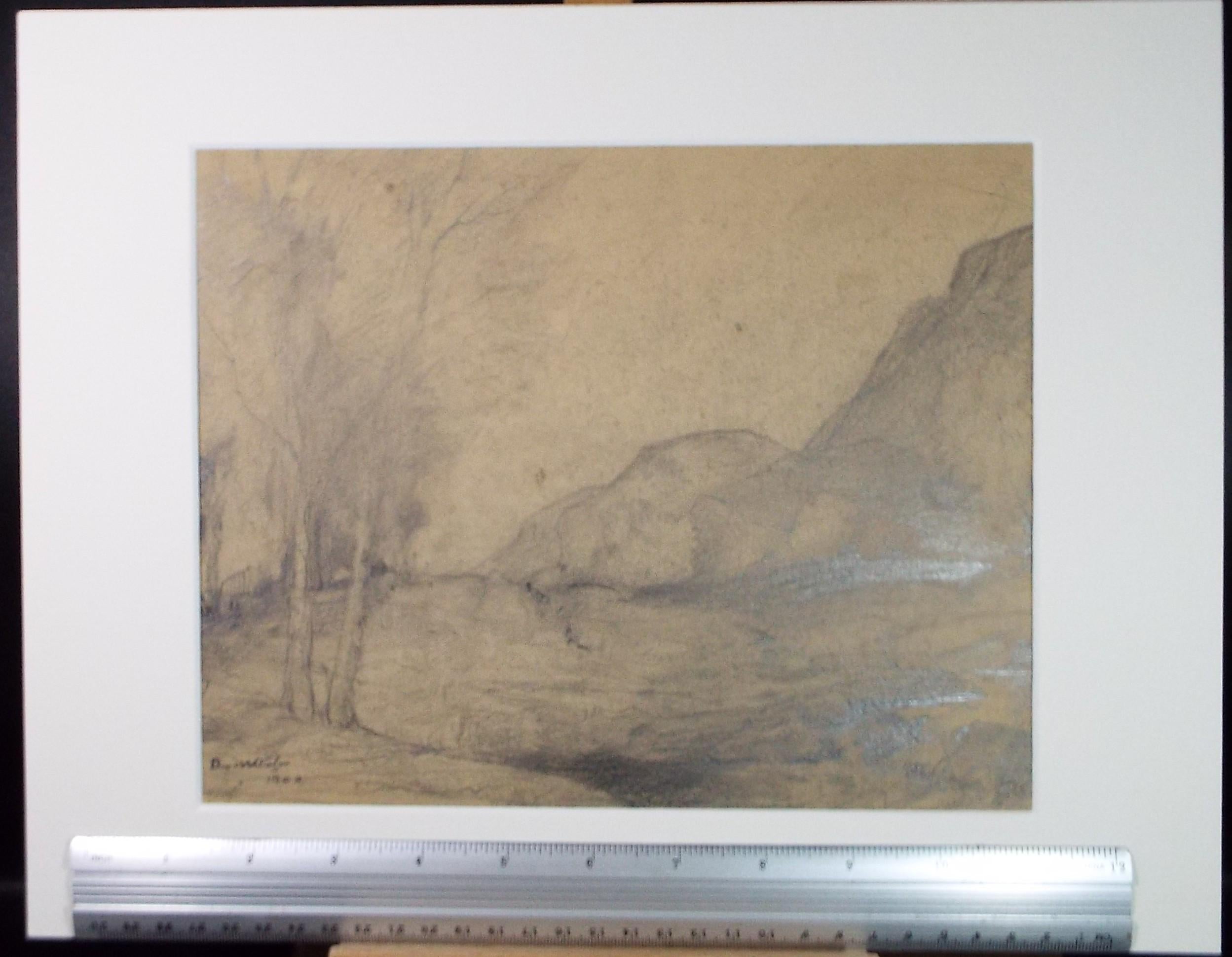 Original Pencil Drawing, 'Mountain Stream', David Waterson RE FSA (1870-1954) Dated 1900