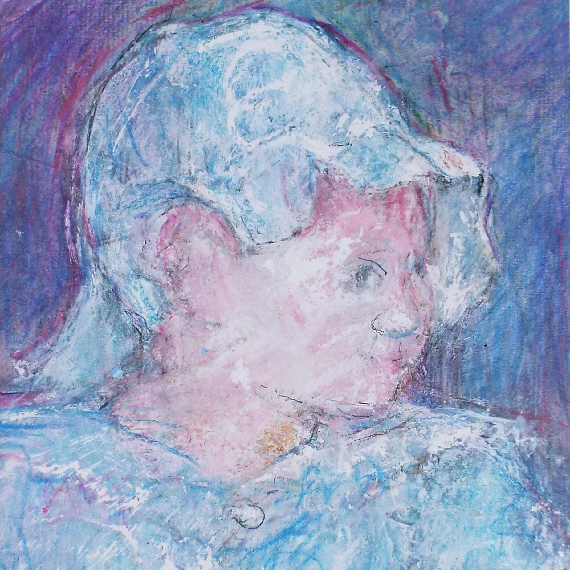 Original mixed media,'Portrait of a child', circa 1990's, John Gilbey Bowles (1929-2011)