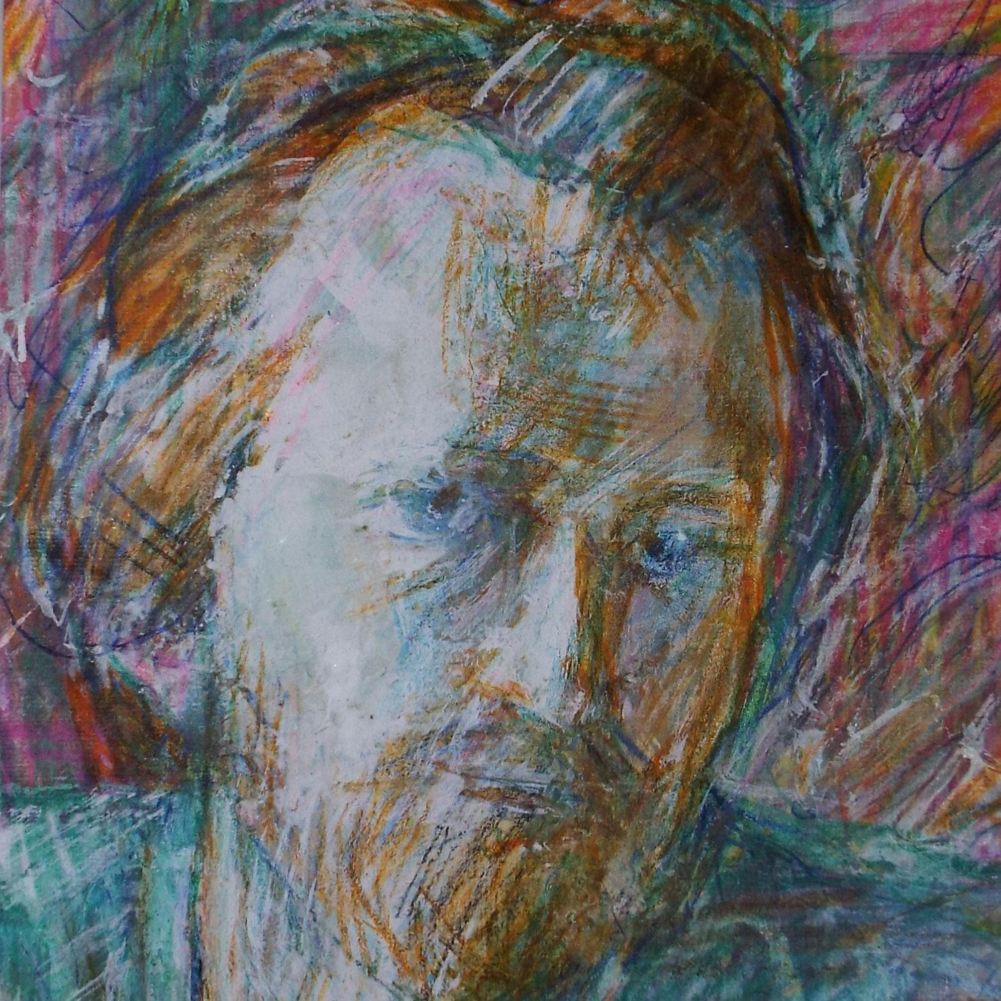 Original mixed media,'Portrait of a man', circa 1990's, John Gilbey Bowles (1929-2011)