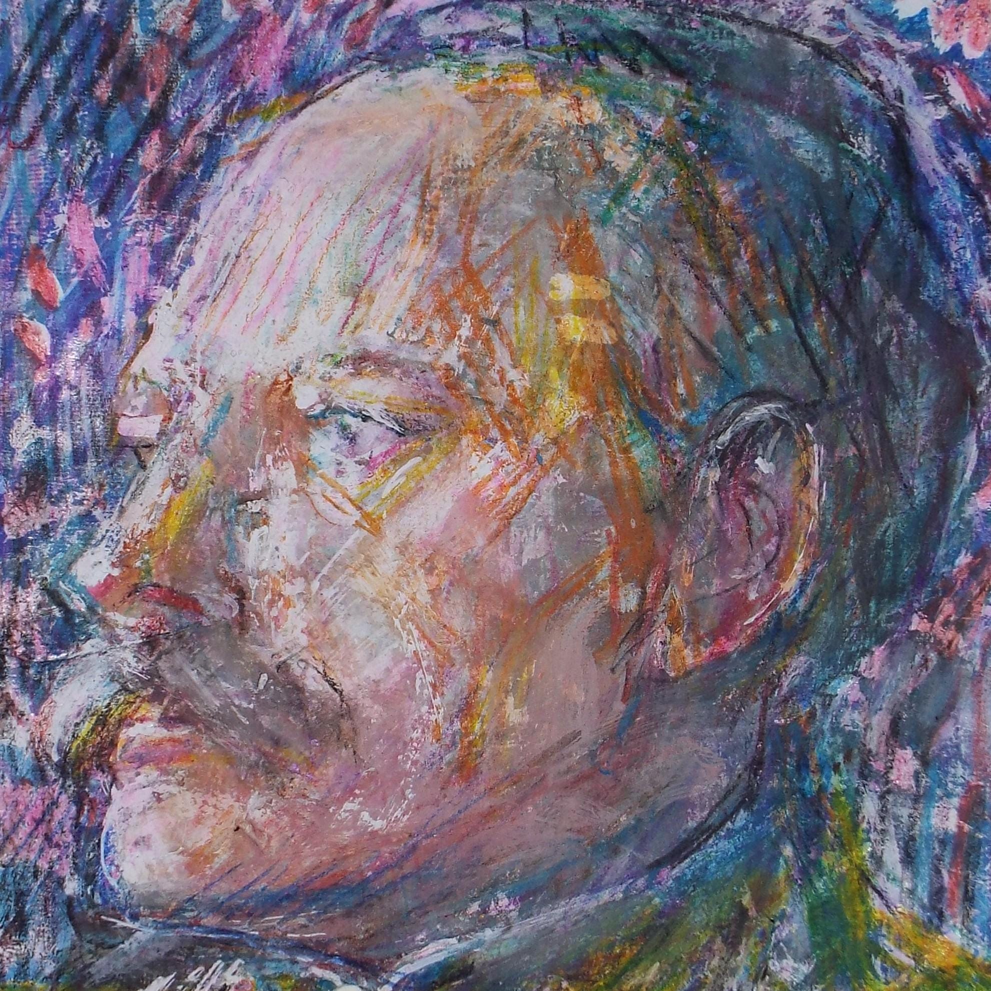 Original mixed media,'Portrait of a man', circa 1990's, John Gilbey Bowles (1929-2011)