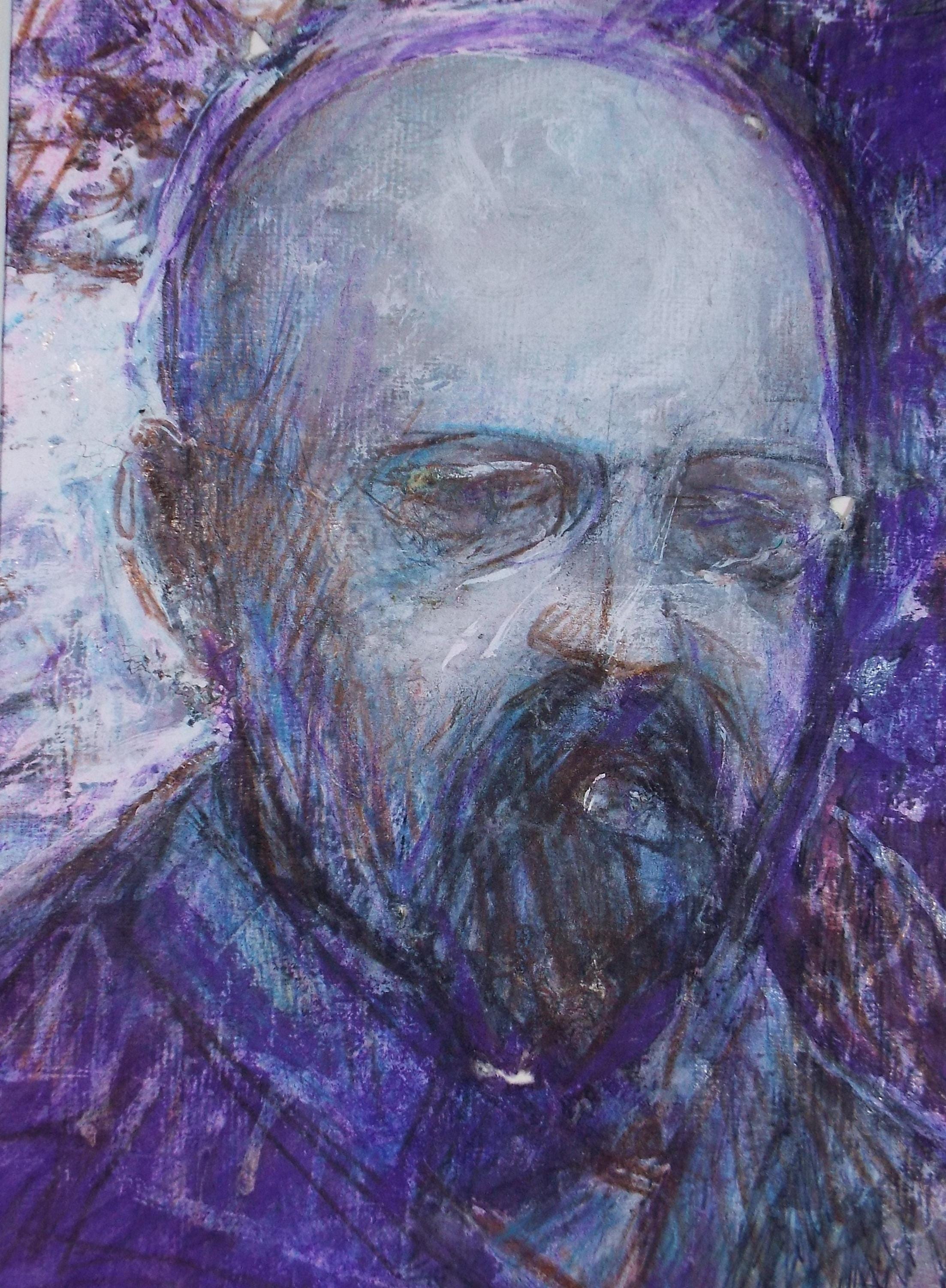 Original mixed media,'Portrait of a man', circa 1990's, John Gilbey Bowles (1929-2011)