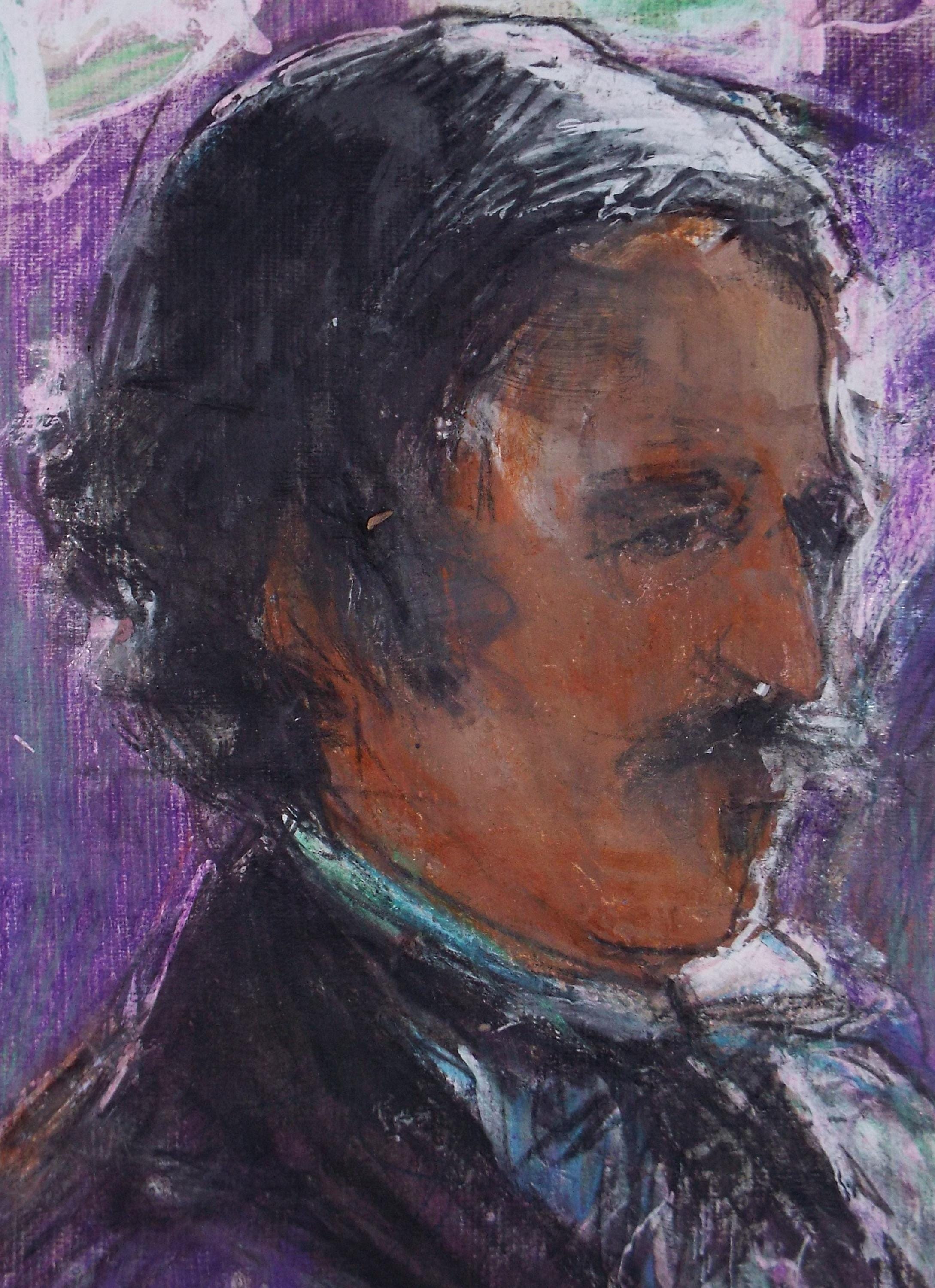 Original mixed media,'Portrait of a man', circa 1990's, John Gilbey Bowles (1929-2011)