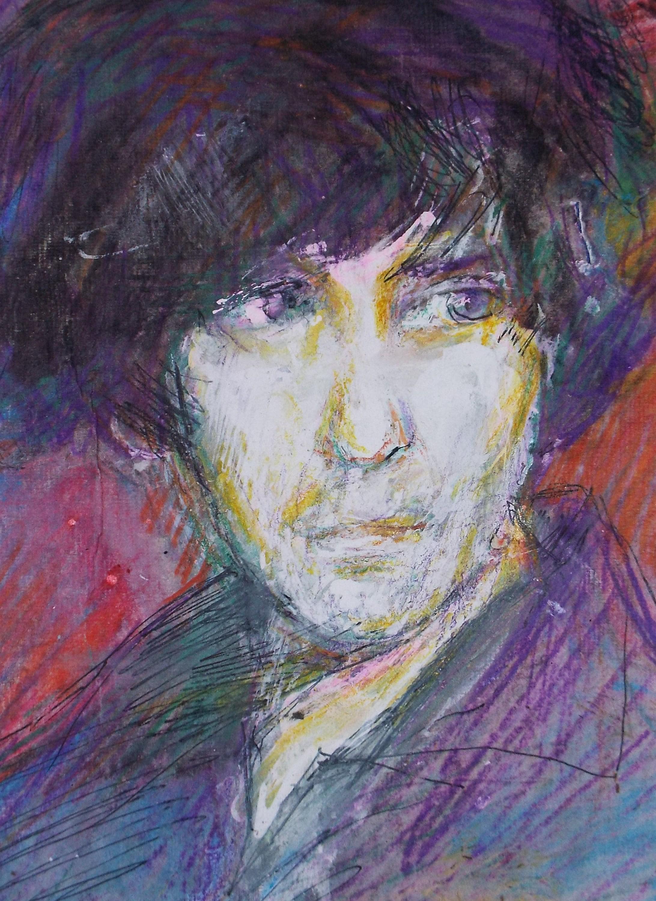 Original mixed media,'Portrait of a man', circa 1990's, John Gilbey Bowles (1929-2011)