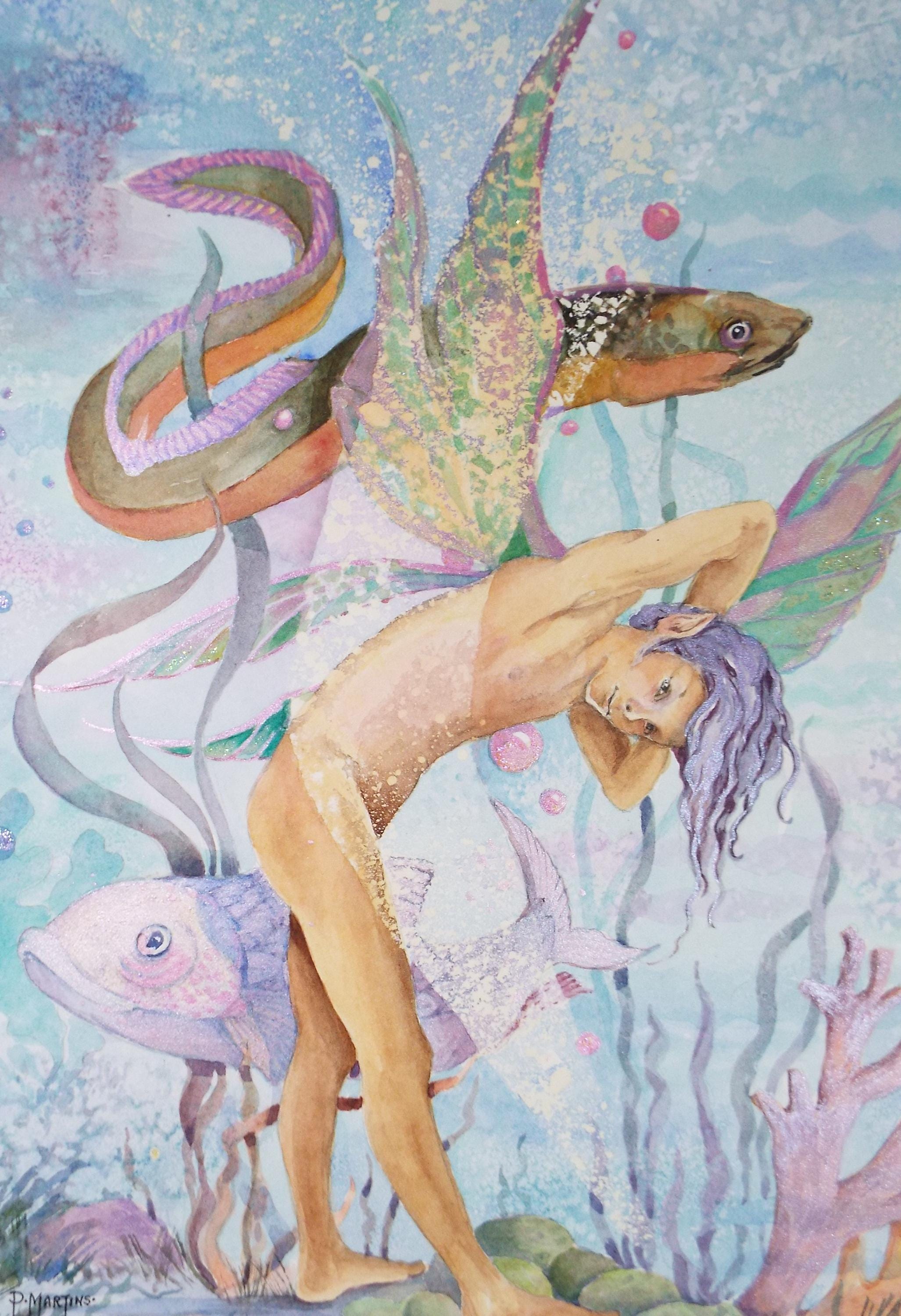 Original Watercolour and Acrylic 'Water Boy', c1990's - P Martins s.o.f.a