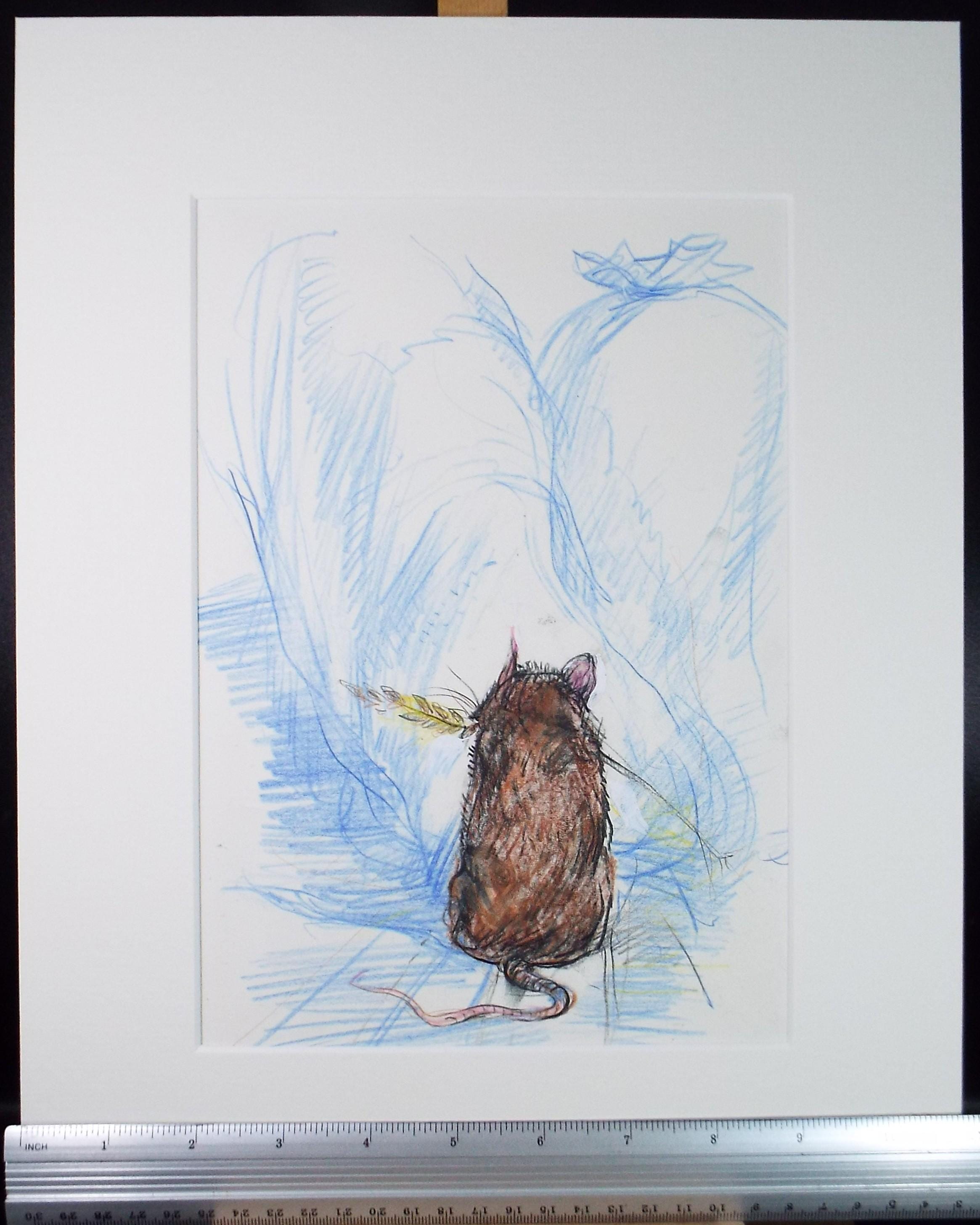 Original coloured pencil & Gouache,'Harvest Mouse', 2005, John Gilbey Bowles (1929-2011)