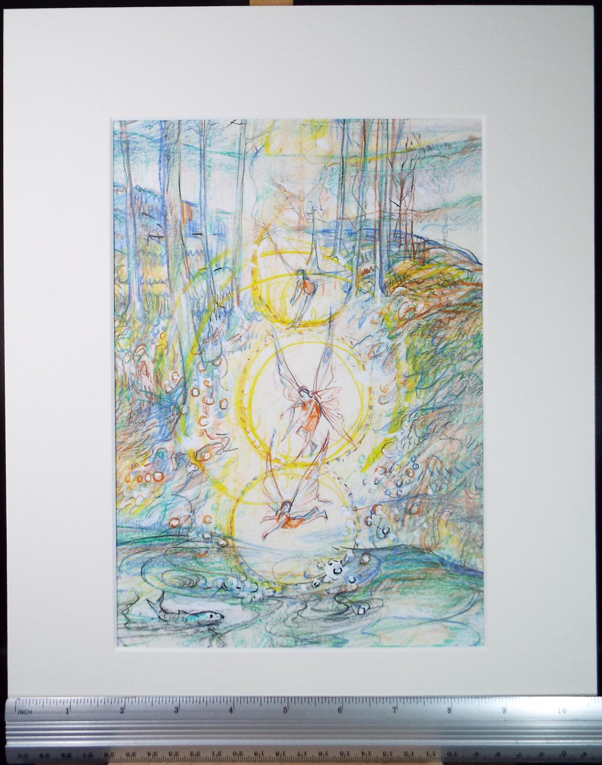 Original coloured pencil & Gouache,'A fairy pool', 2005, John Gilbey Bowles (1929-2011)