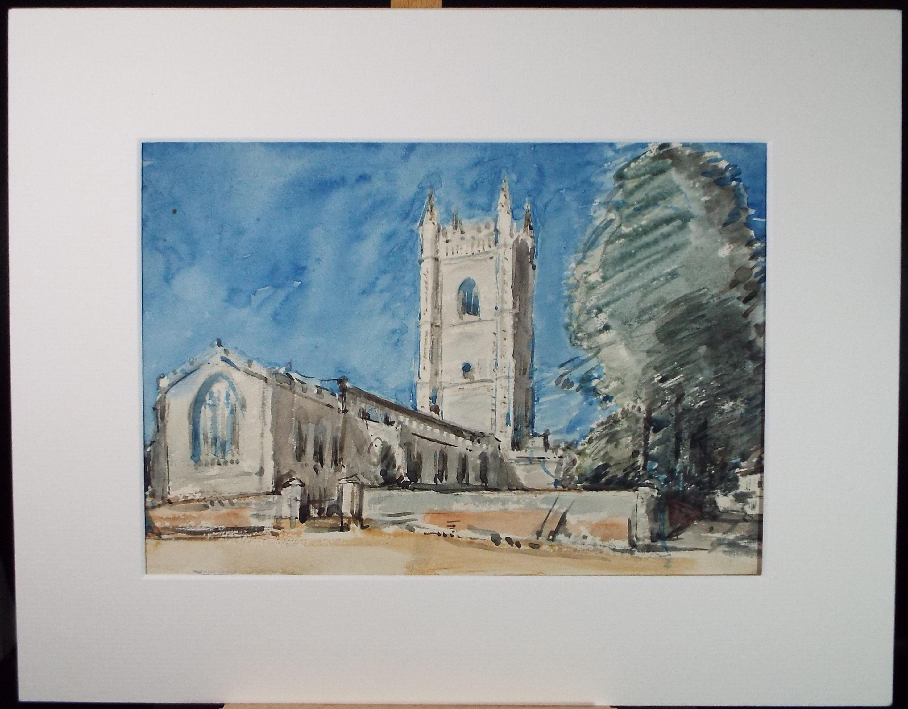 Original Watercolour, 'Church Study', Circa 1960's, Artist Unknown