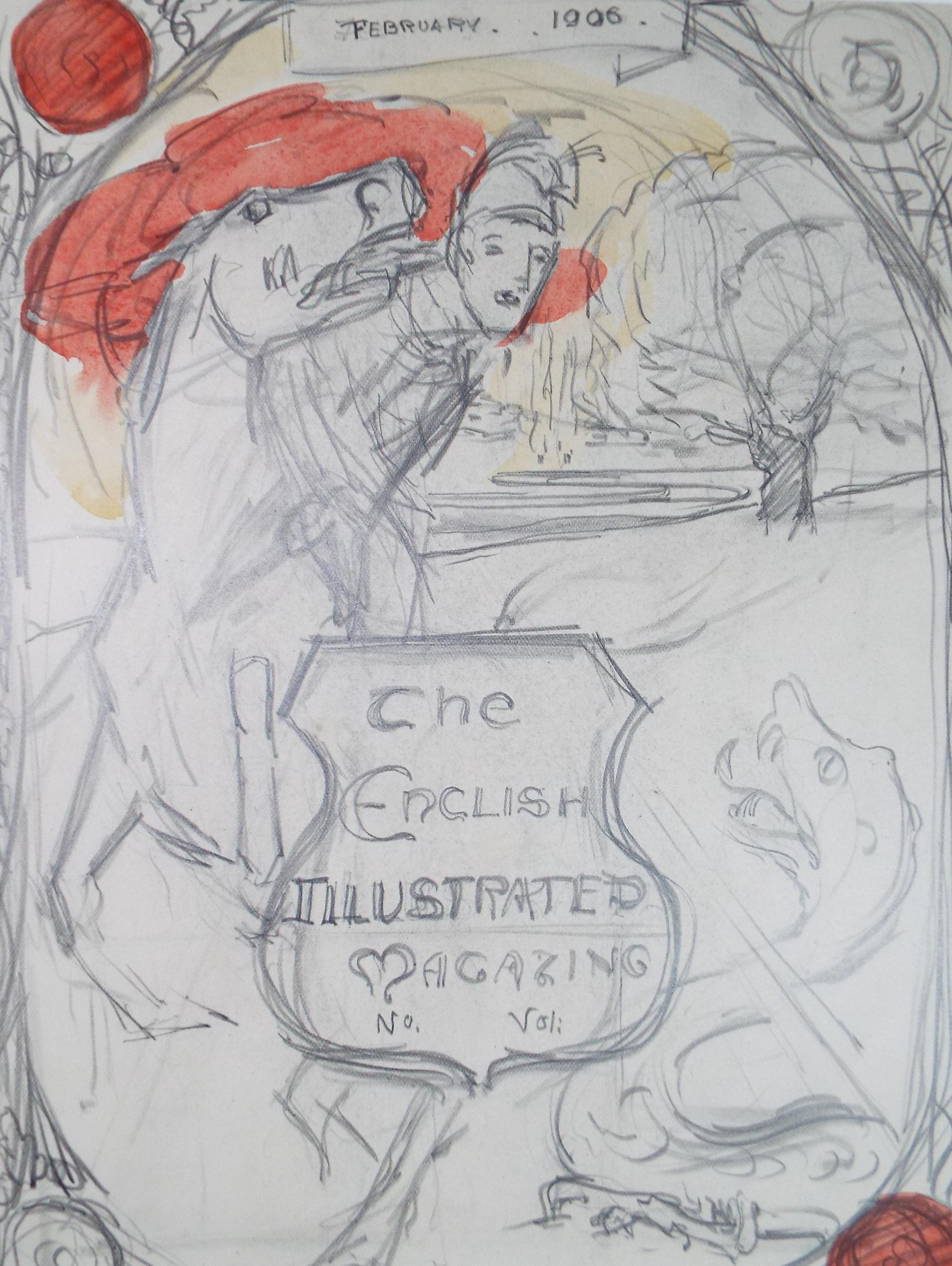 Original Pencil Sketch,'Cover for the English Illustrated Magazine', Circa 1906