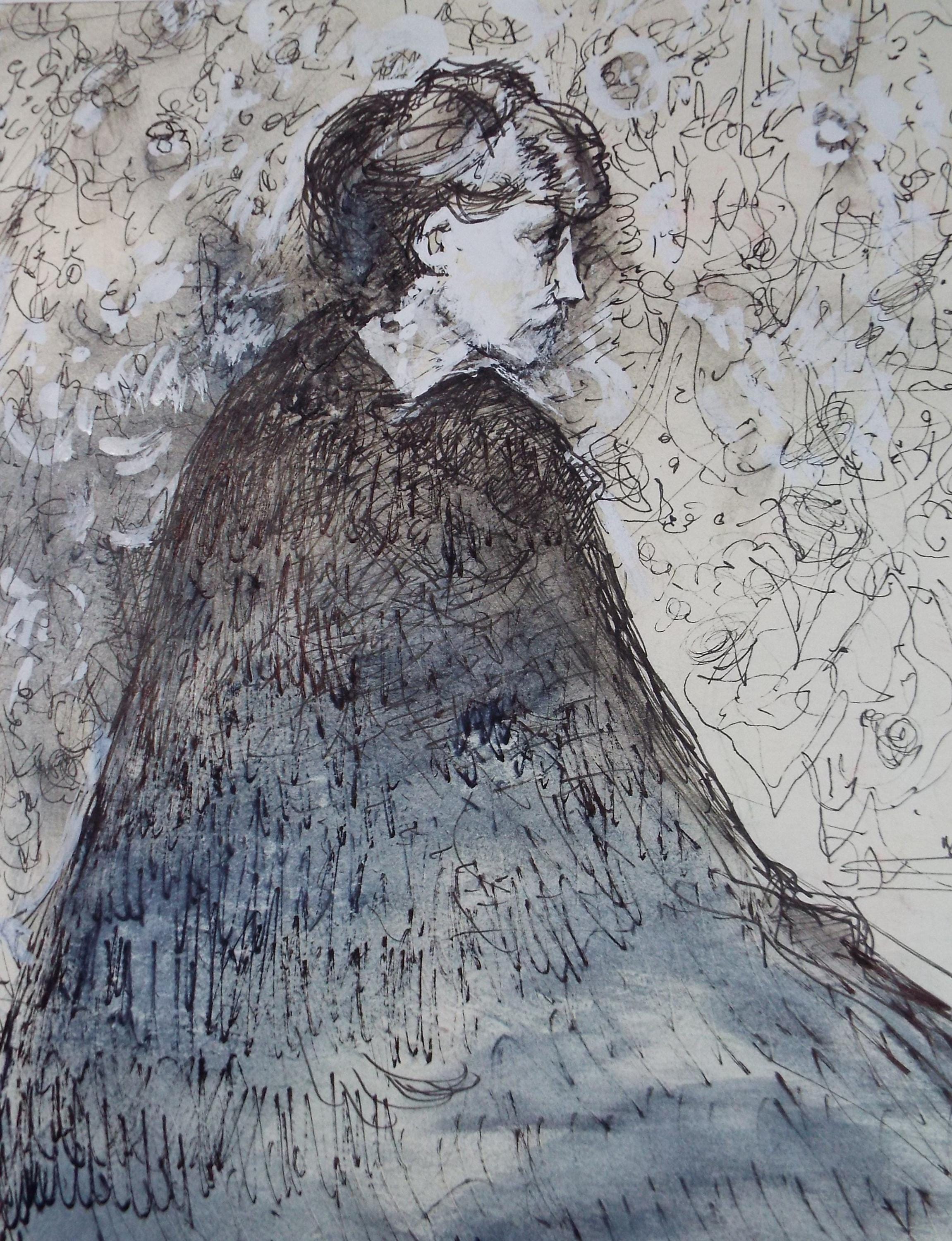 Original Mixed Media, 'Woman in a Cape', John Gilbey Bowles (1929-2011), Circa 1990's