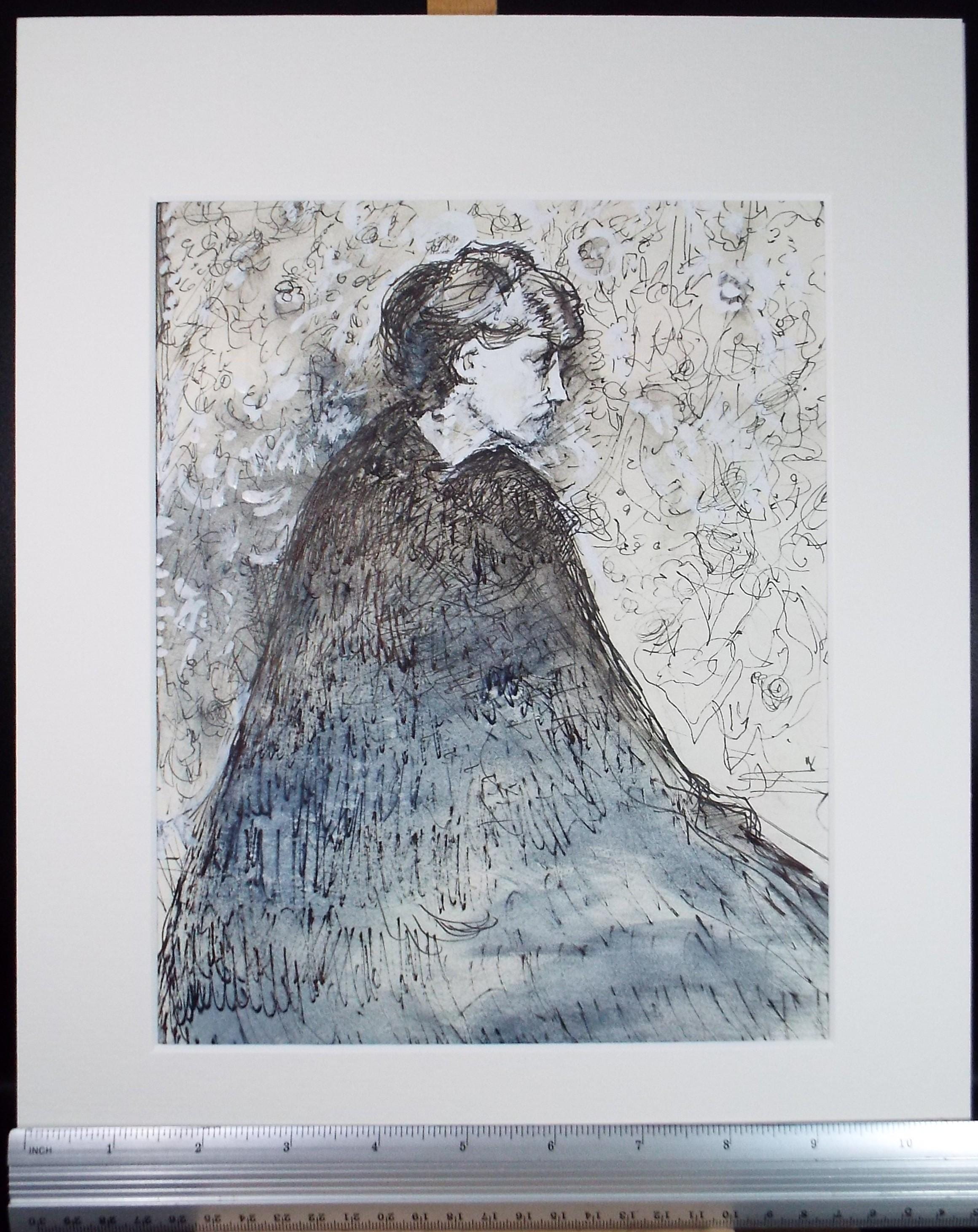 Original Mixed Media, 'Woman in a Cape', John Gilbey Bowles (1929-2011), Circa 1990's