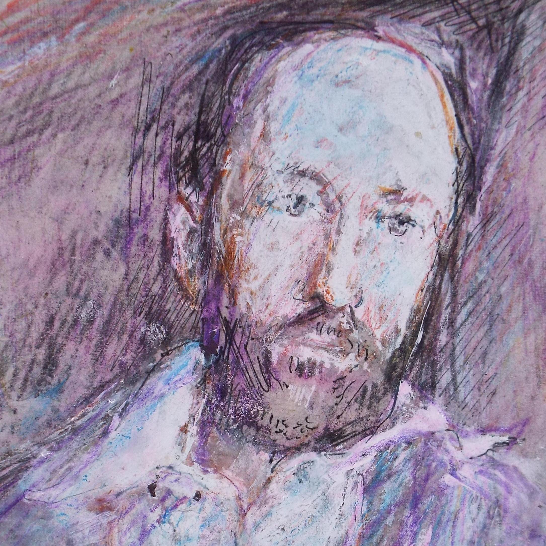 Original mixed media,'Bearded Man', circa 1990's, John Gilbey Bowles (1929-2011)