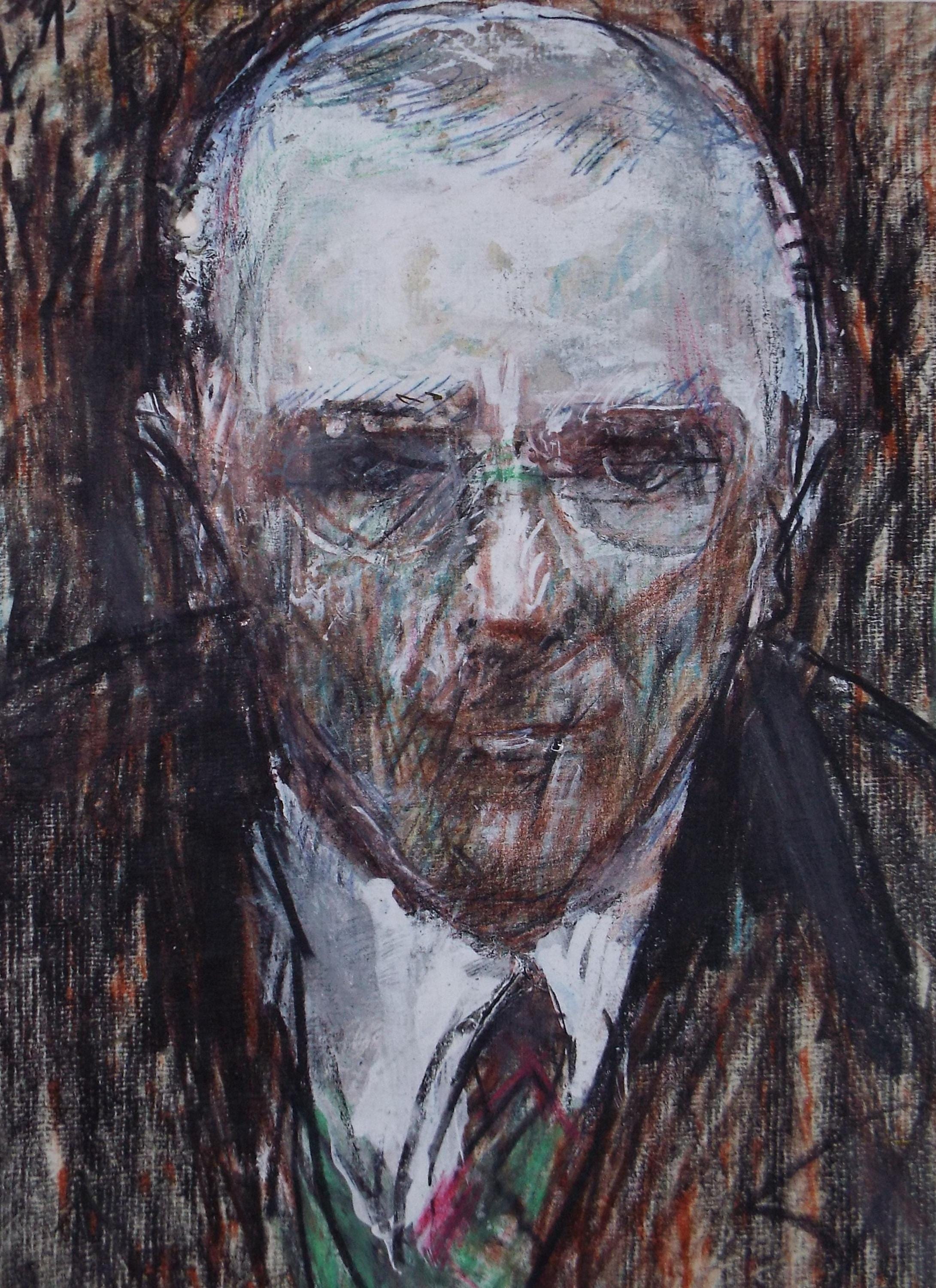 Original mixed media,'Portrait of a man', circa 1990's, John Gilbey Bowles (1929-2011)