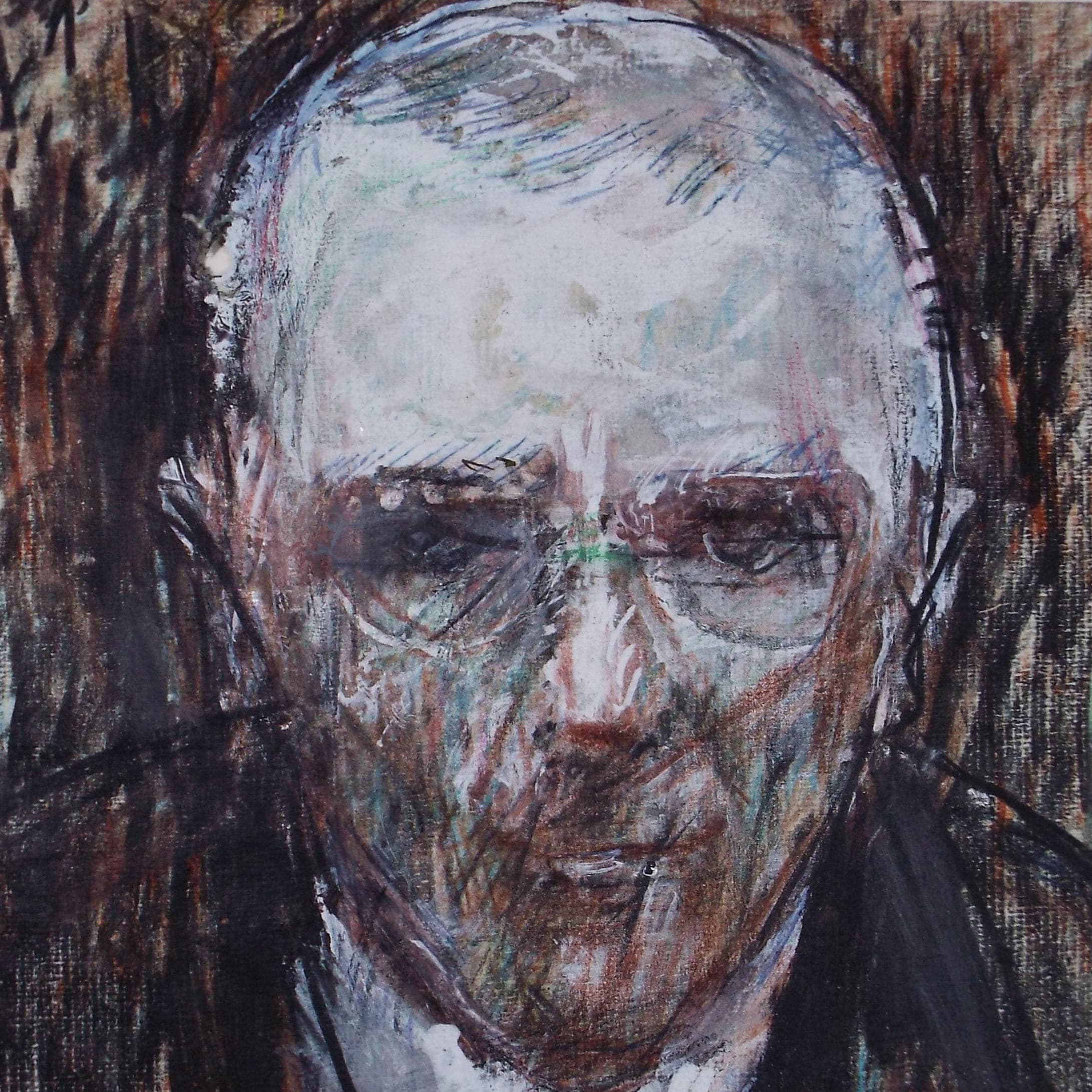 Original mixed media,'Portrait of a man', circa 1990's, John Gilbey Bowles (1929-2011)