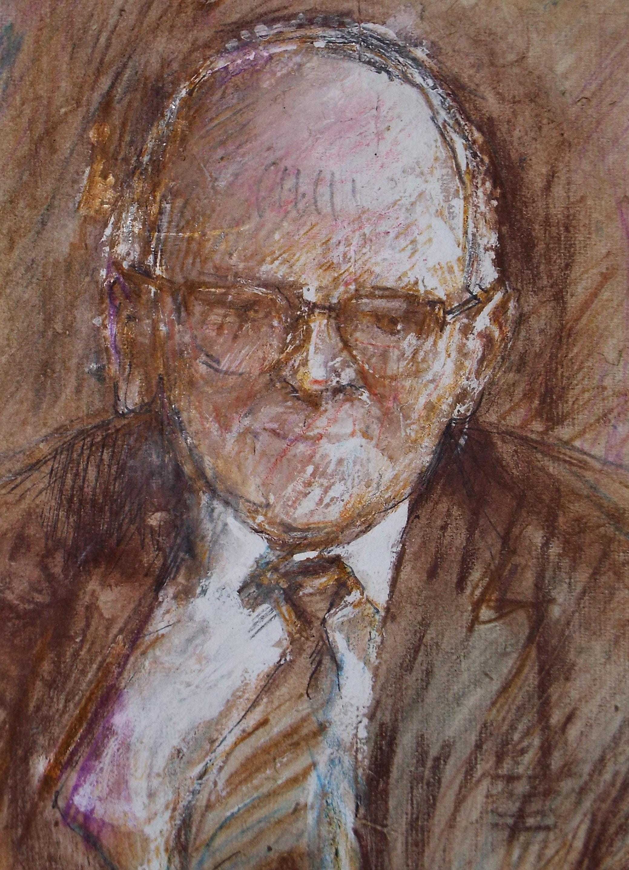 Original mixed media,'Portrait of a man', circa 1990's, John Gilbey Bowles (1929-2011)