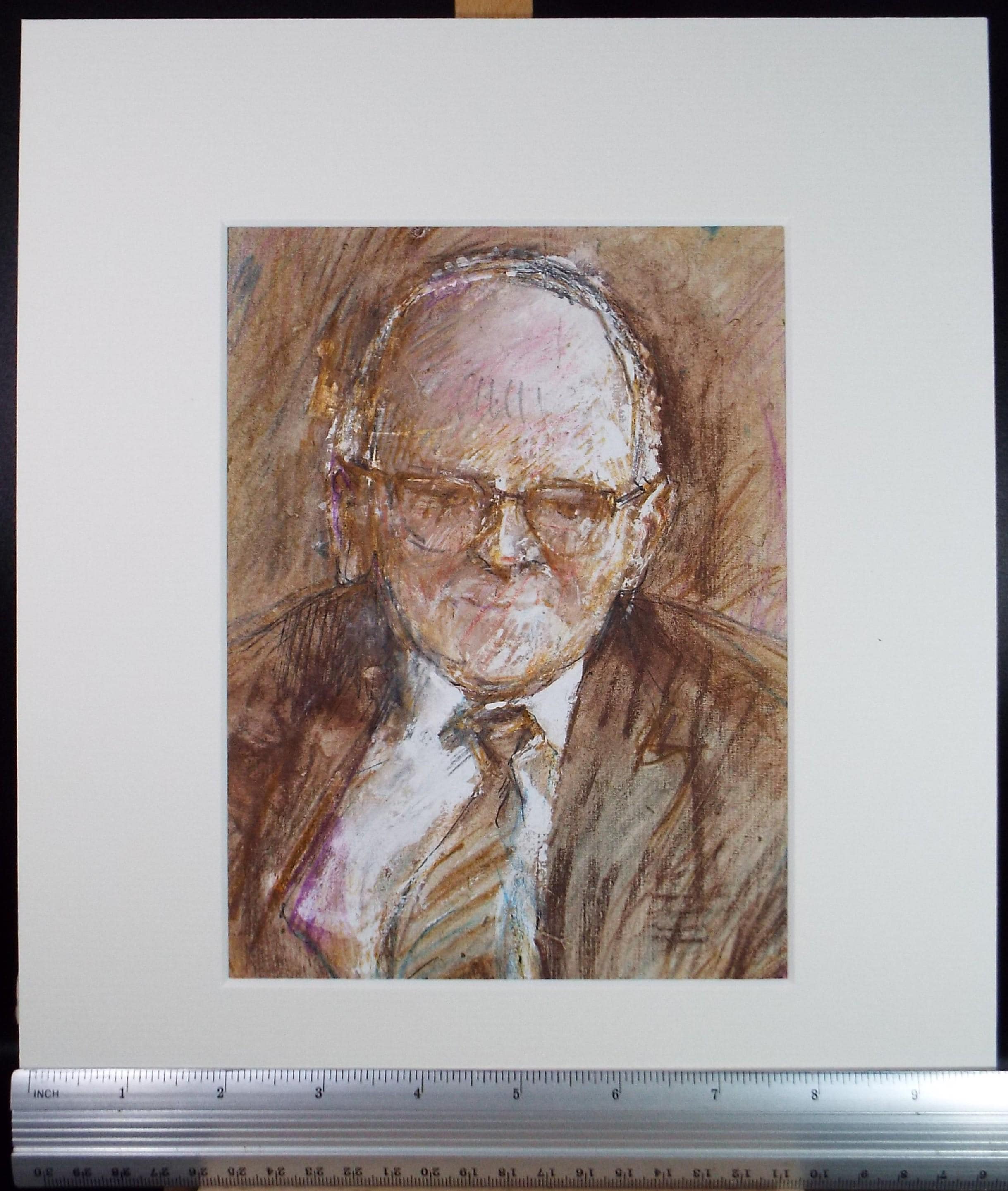 Original mixed media,'Portrait of a man', circa 1990's, John Gilbey Bowles (1929-2011)