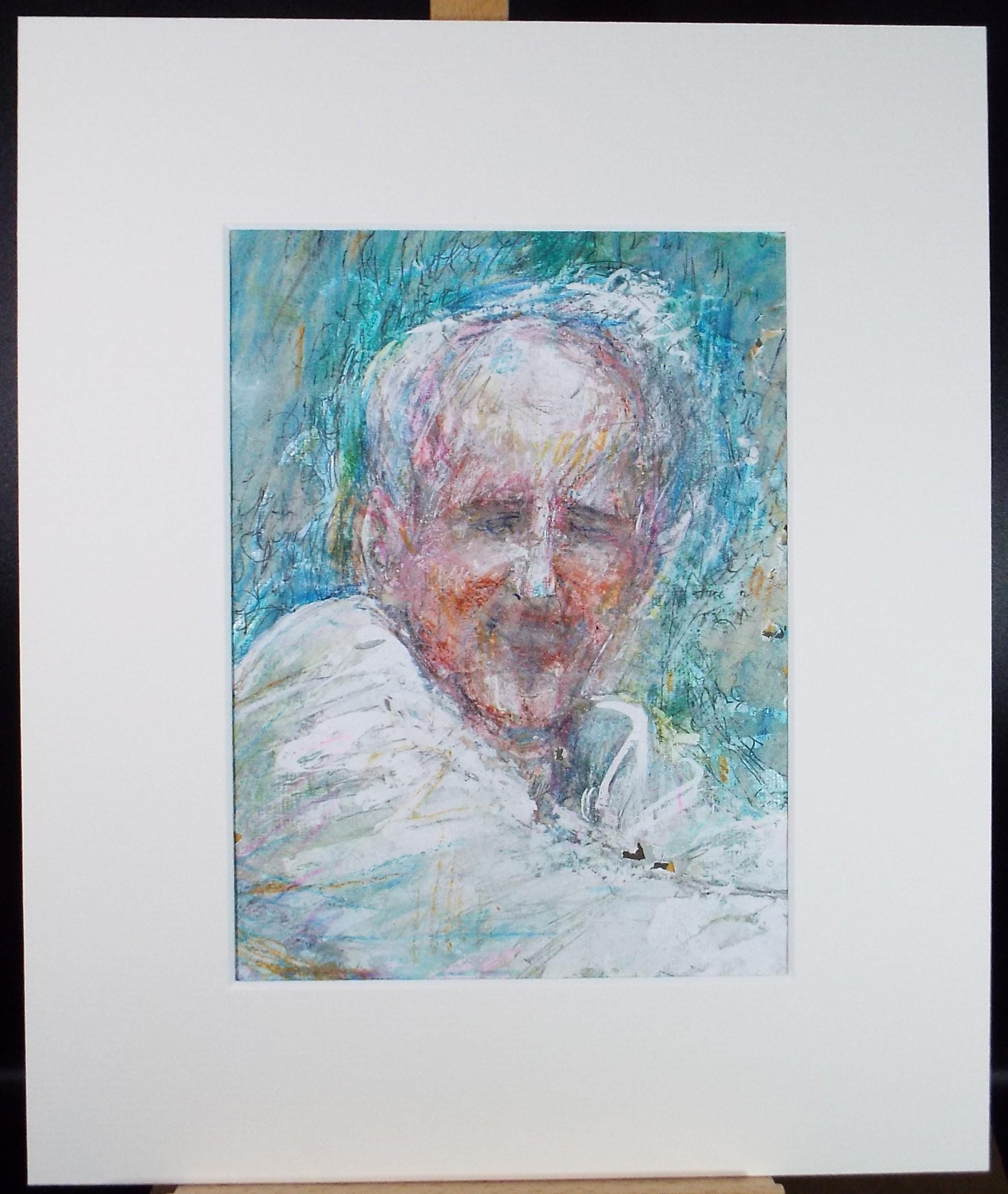 Original mixed media,'Portrait of a man', circa 1990's, John Gilbey Bowles (1929-2011)