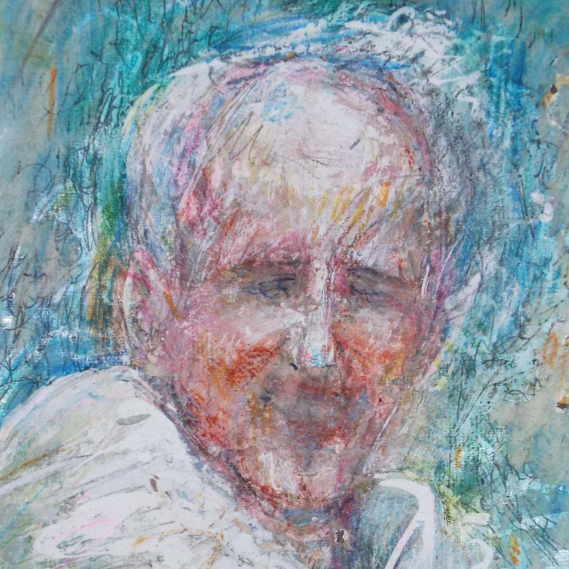Original mixed media,'Portrait of a man', circa 1990's, John Gilbey Bowles (1929-2011)