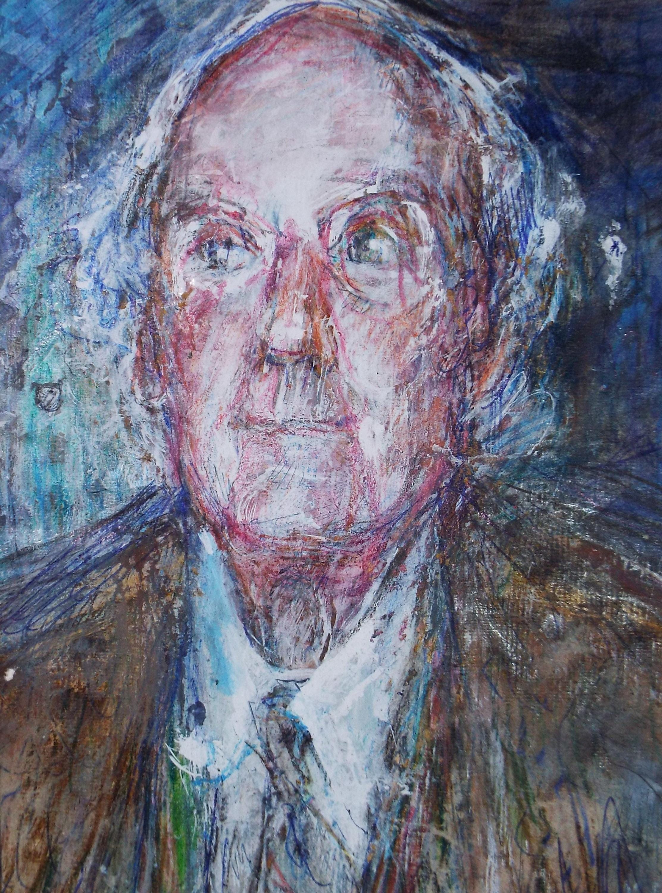 Original mixed media,'Portrait of a Man', circa 1990's, John Gilbey Bowles (1929-2011)